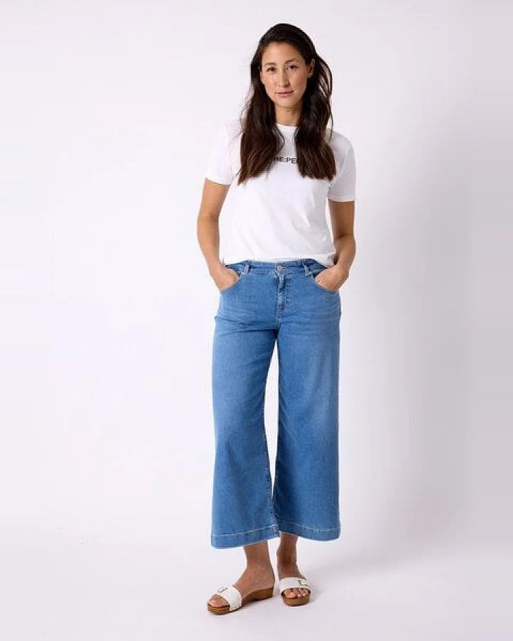 FUTURE:PEOPLE. 06:14 PALAZZO CROPPED- Damen Jeans aus leichtem Stretch-Denim aus Bio-Baumwoll/ Tencel-Mix (30614 0 1004)