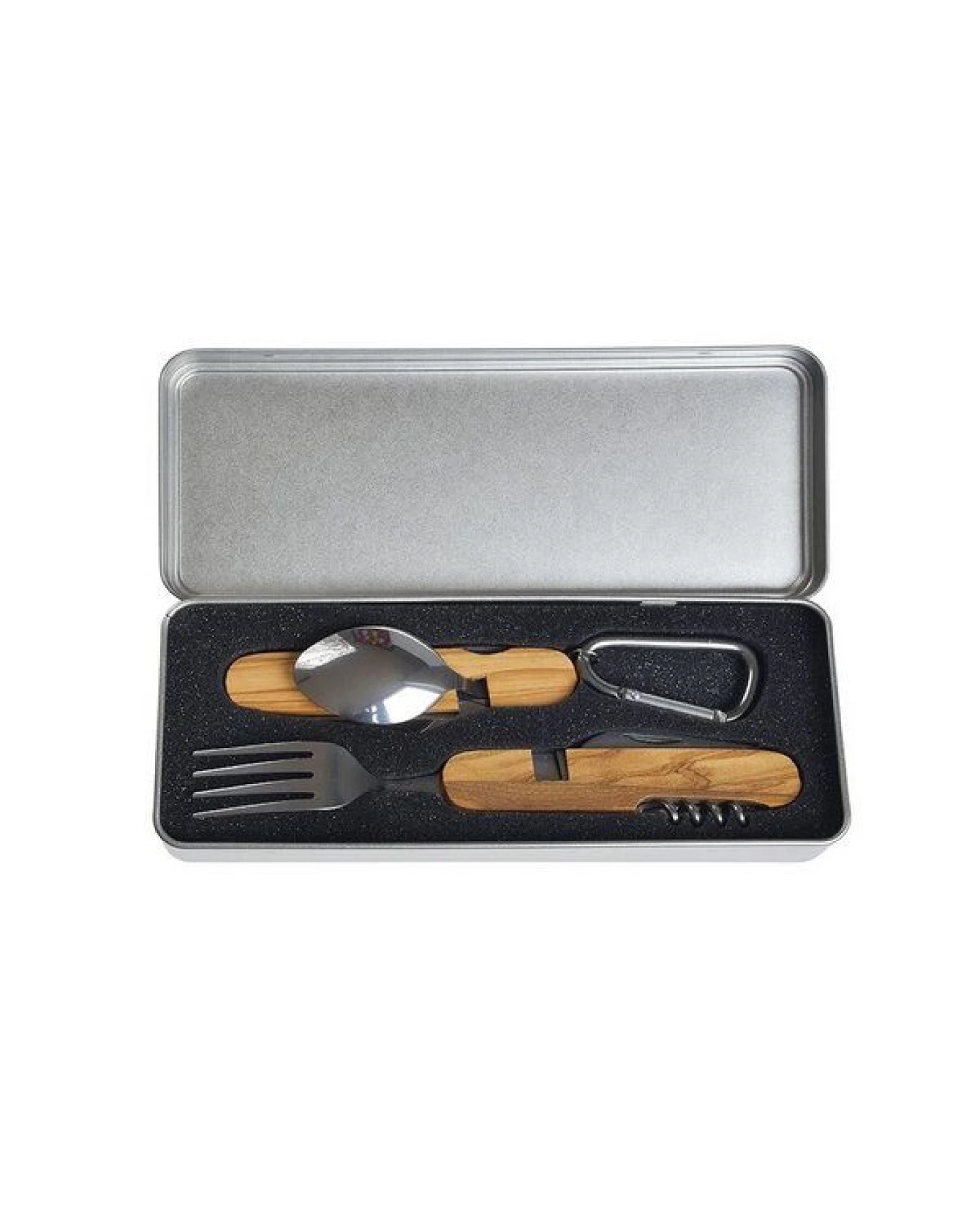 Cameleon Pack Praktisches Natur Camping Besteck *8 in 1* Edelstahl + Hochwertiges Olivenholz * Mit Geschenkbox * Outdoor Reise Set – Ansicht 2