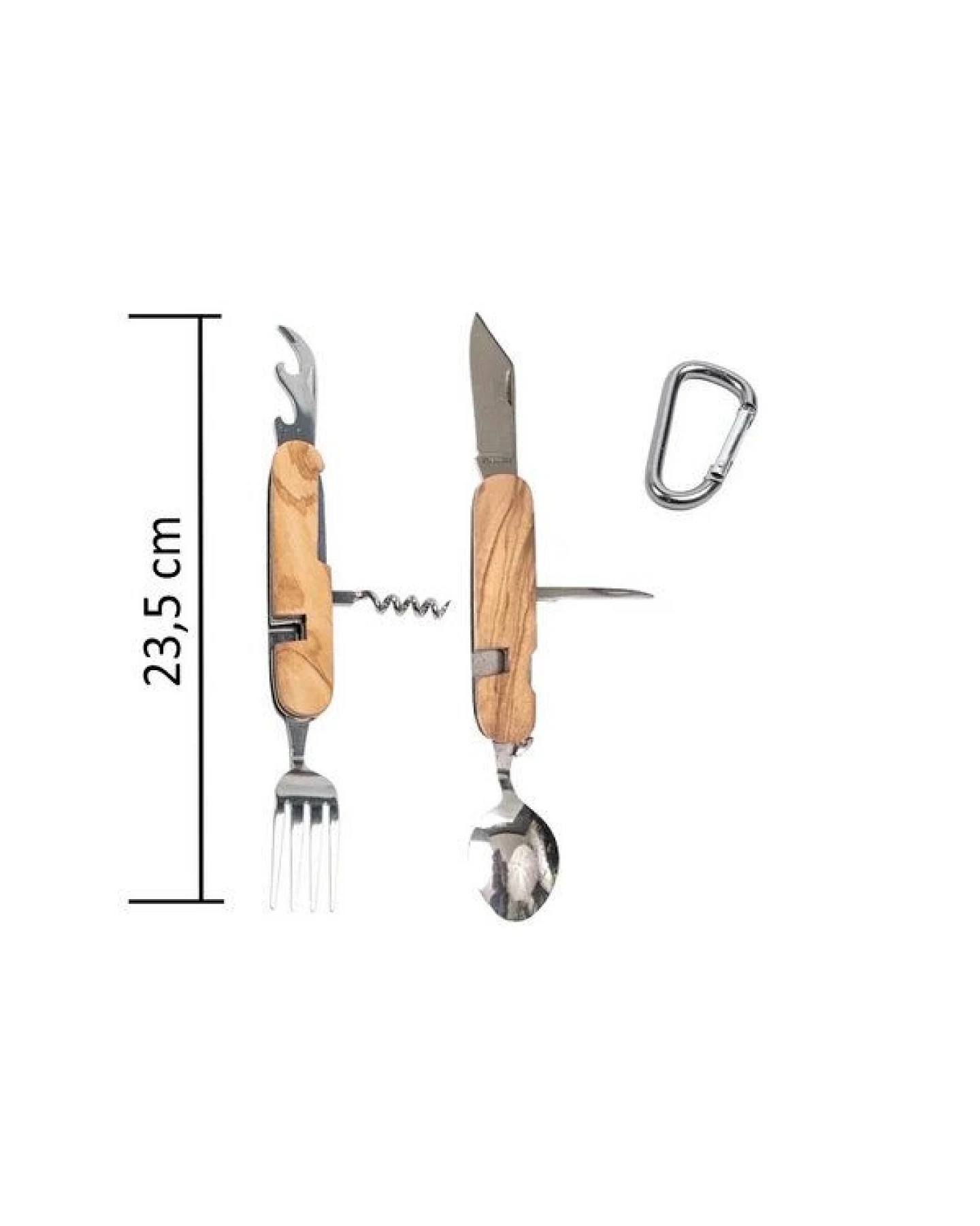 Cameleon Pack Praktisches Natur Camping Besteck *8 in 1* Edelstahl + Hochwertiges Olivenholz * Mit Geschenkbox * Outdoor Reise Set – Ansicht 3