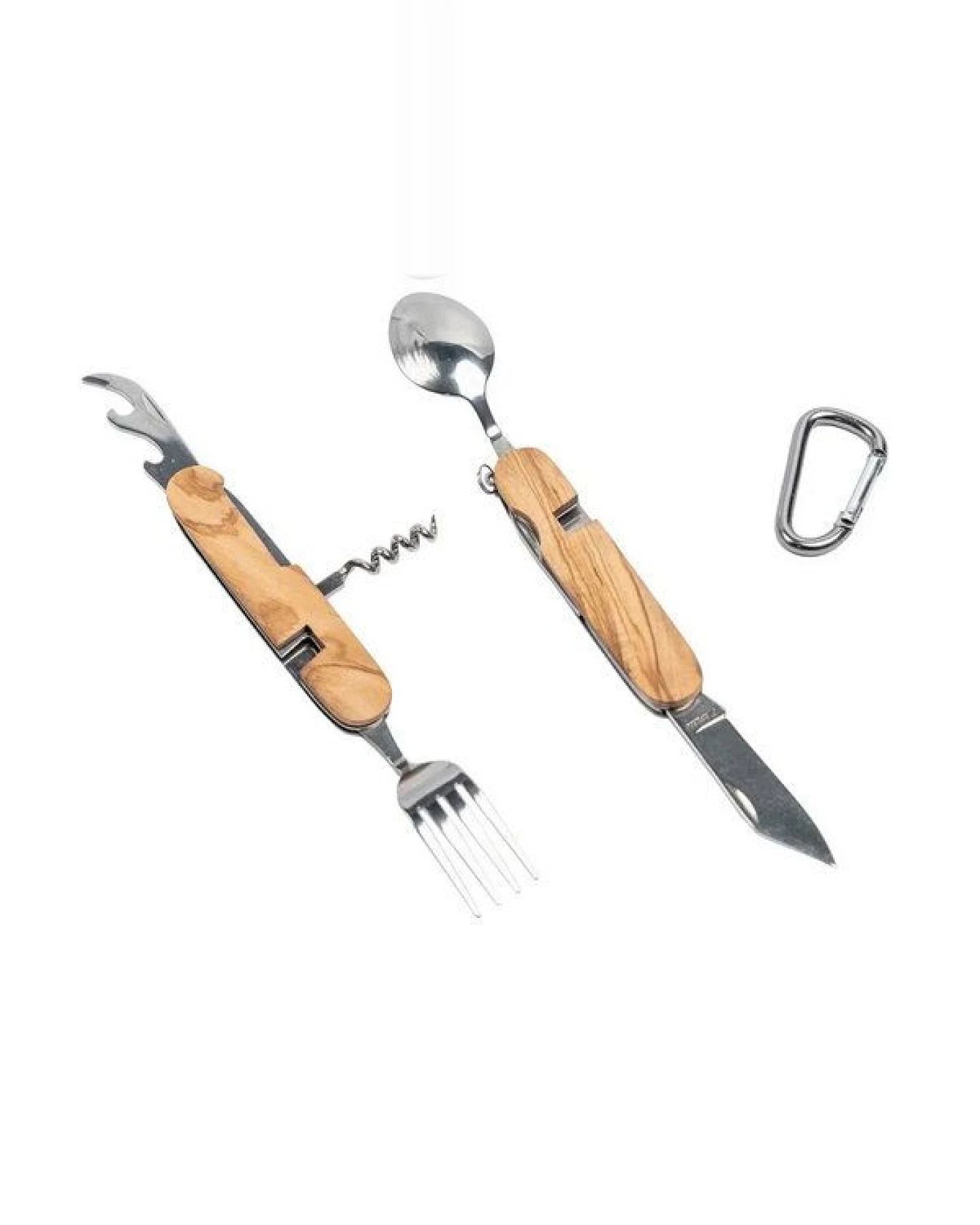 Cameleon Pack Praktisches Natur Camping Besteck *8 in 1* Edelstahl + Hochwertiges Olivenholz * Mit Geschenkbox * Outdoor Reise Set – Ansicht 4
