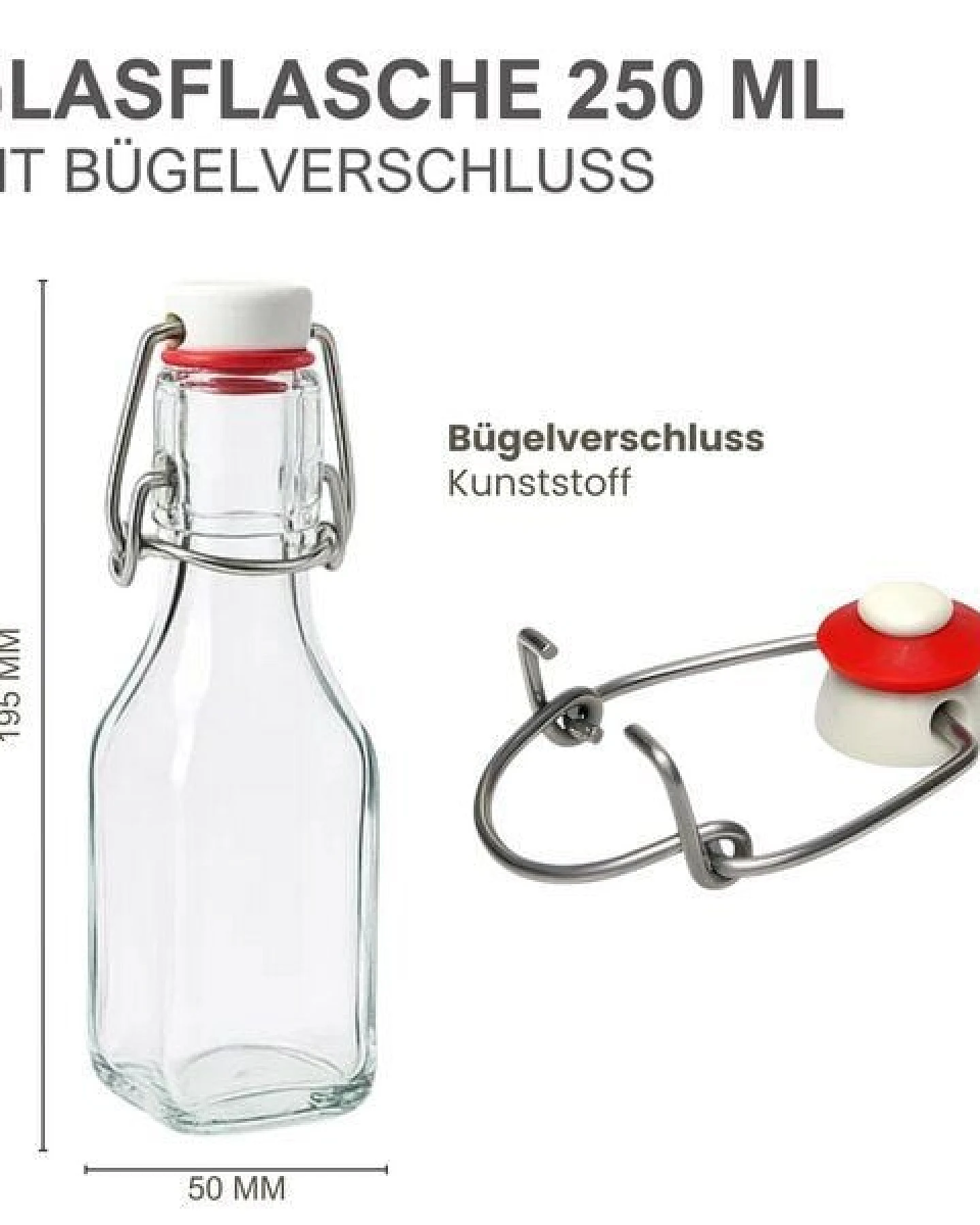 mikken 6 kleine Glasflaschen mit Bügelverschluss 250 ml Bügelverschlussflaschen – Ansicht 4