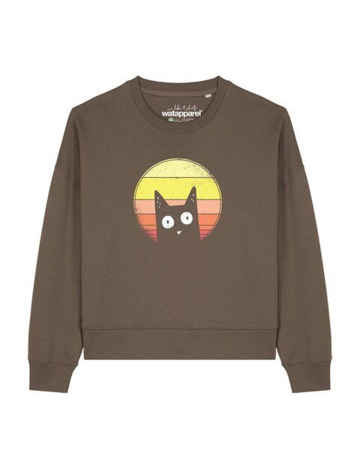watapparel Sweatshirt Frauen Sunset Cat – Ansicht 2