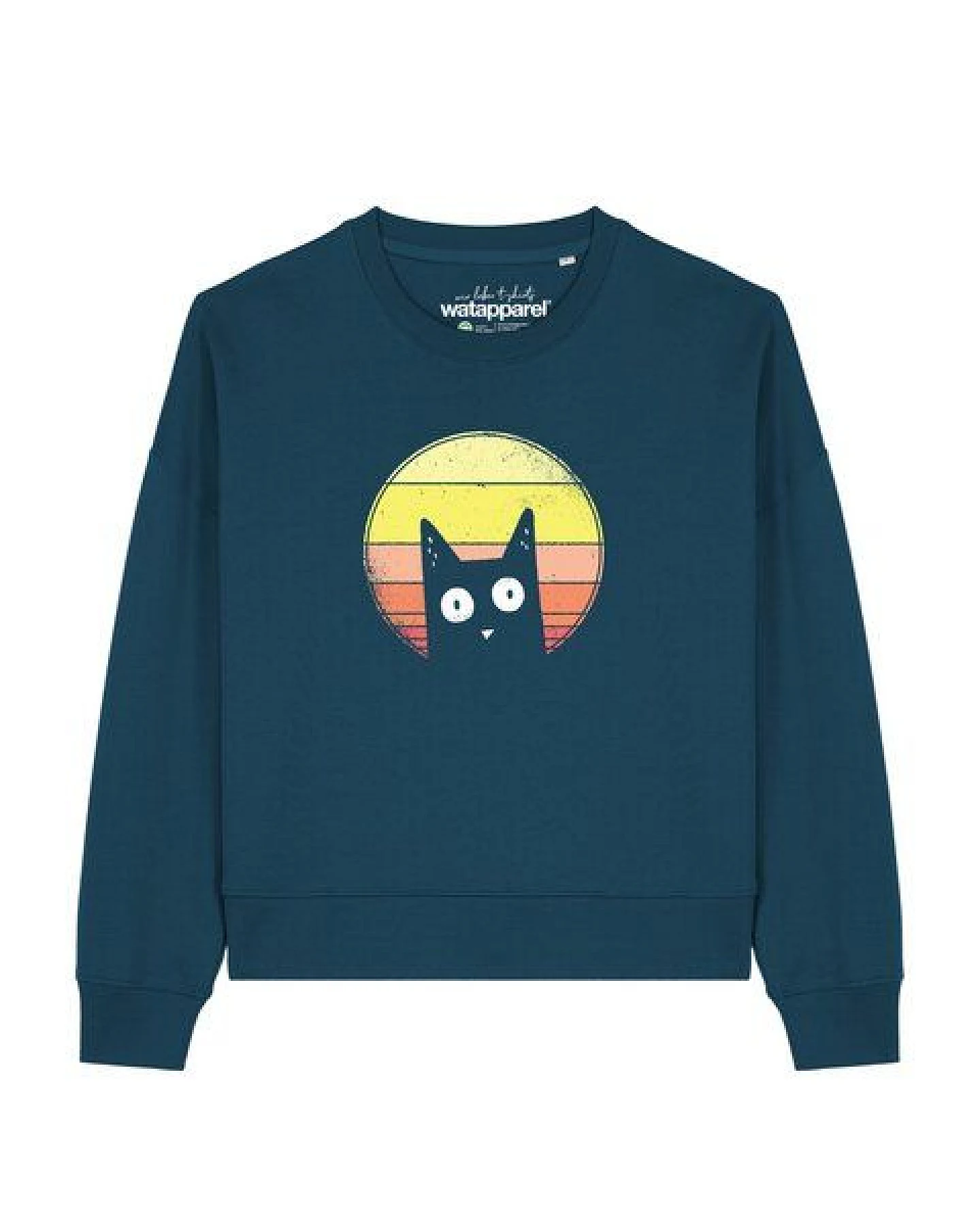 watapparel Sweatshirt Frauen Sunset Cat – Ansicht 2