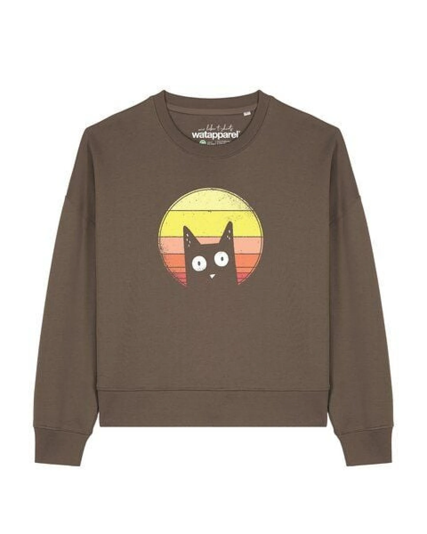 watapparel Sweatshirt Frauen Sunset Cat – Ansicht 2