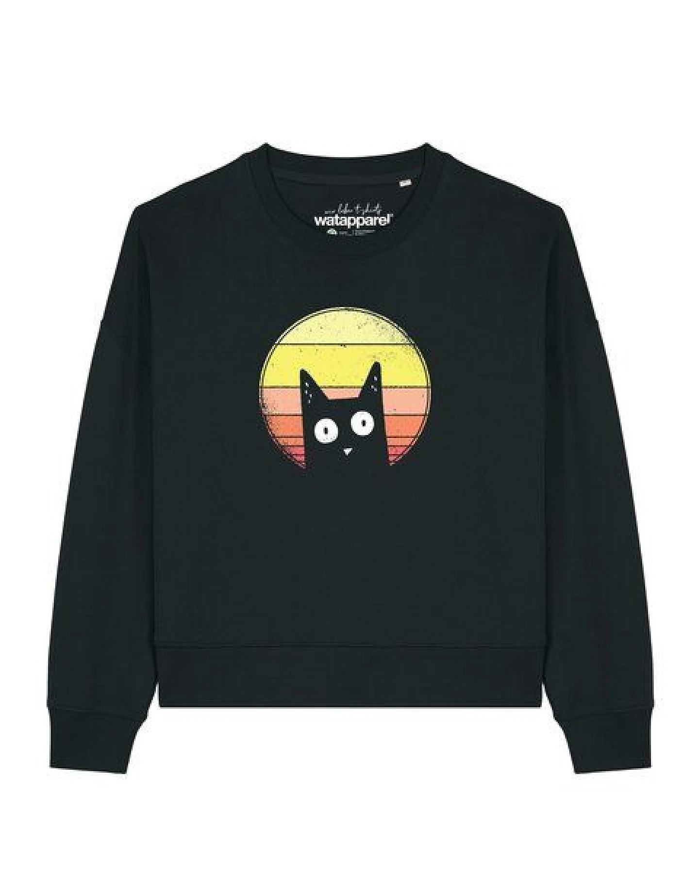 watapparel Sweatshirt Frauen Sunset Cat – Ansicht 2