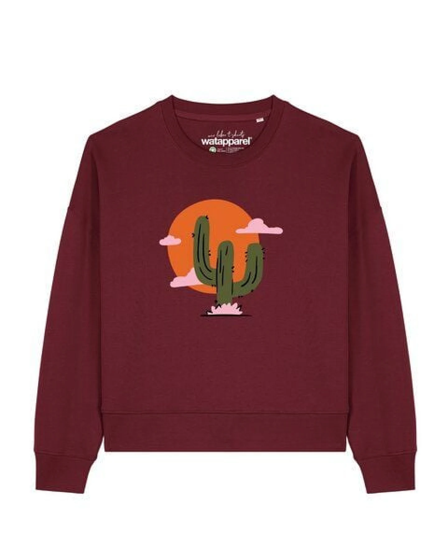 watapparel Sweatshirt Frauen Kaktus im Sonnenuntergang – Ansicht 2
