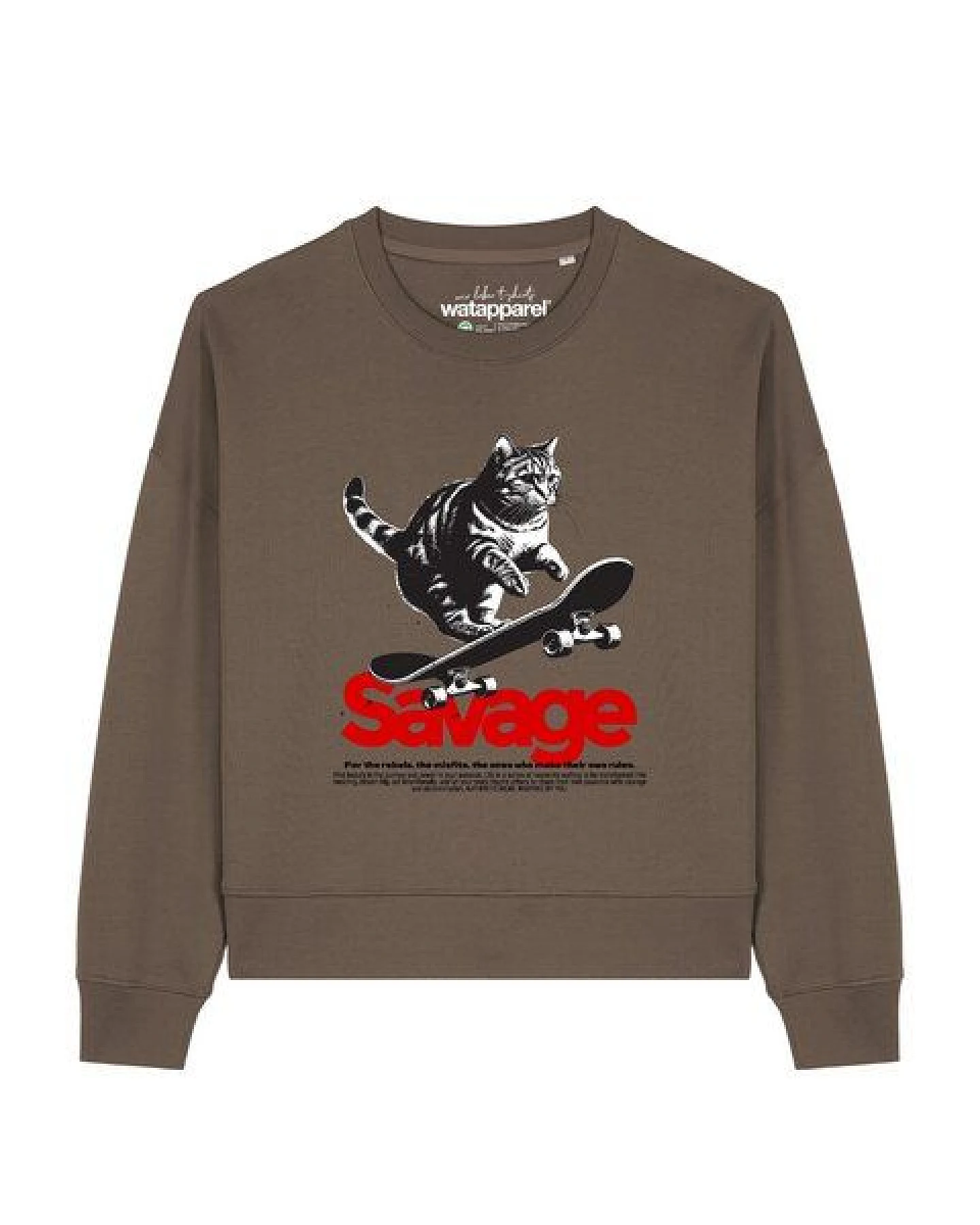 watapparel Sweatshirt Frauen Savage Cat – Ansicht 2