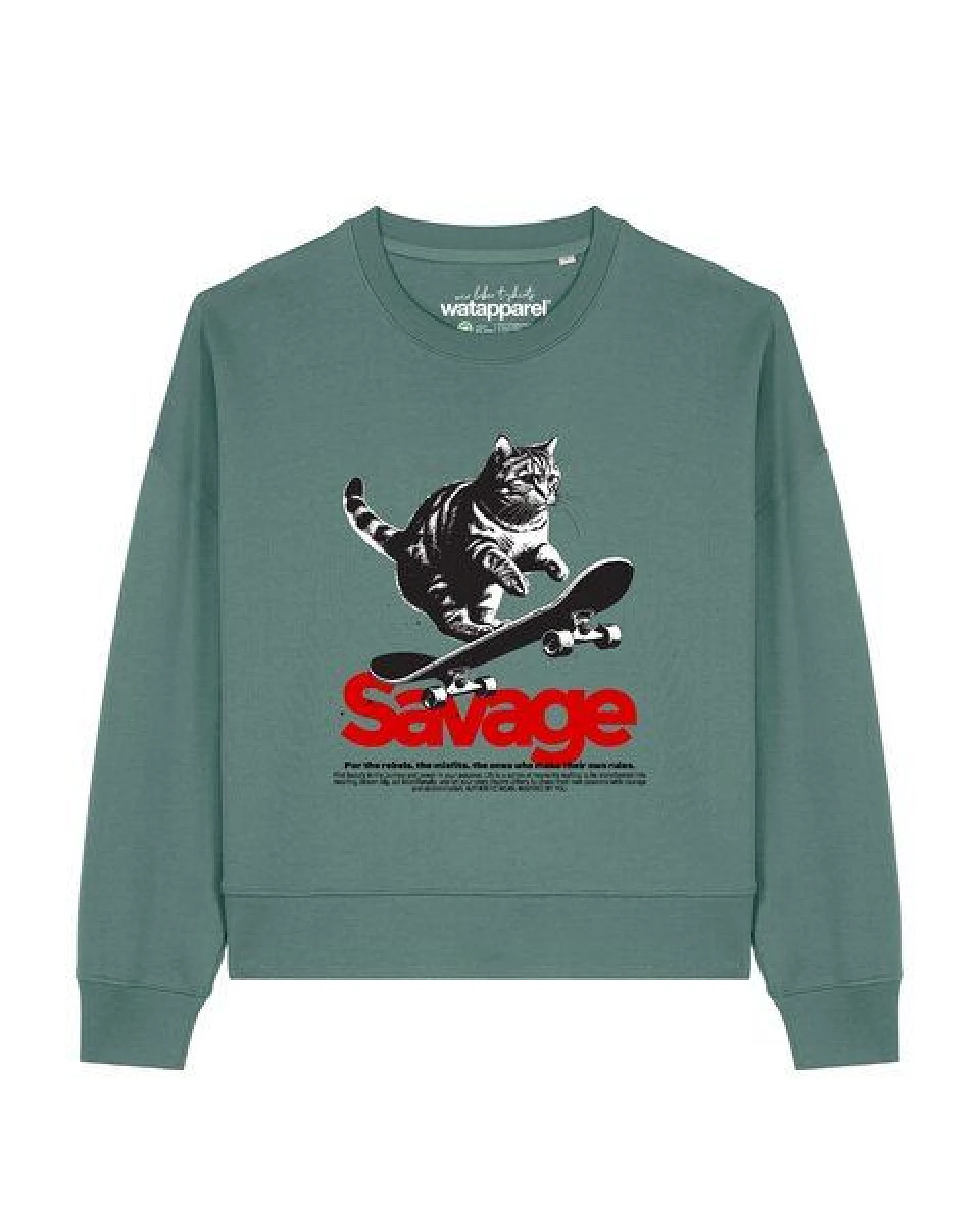 watapparel Sweatshirt Frauen Savage Cat – Ansicht 2