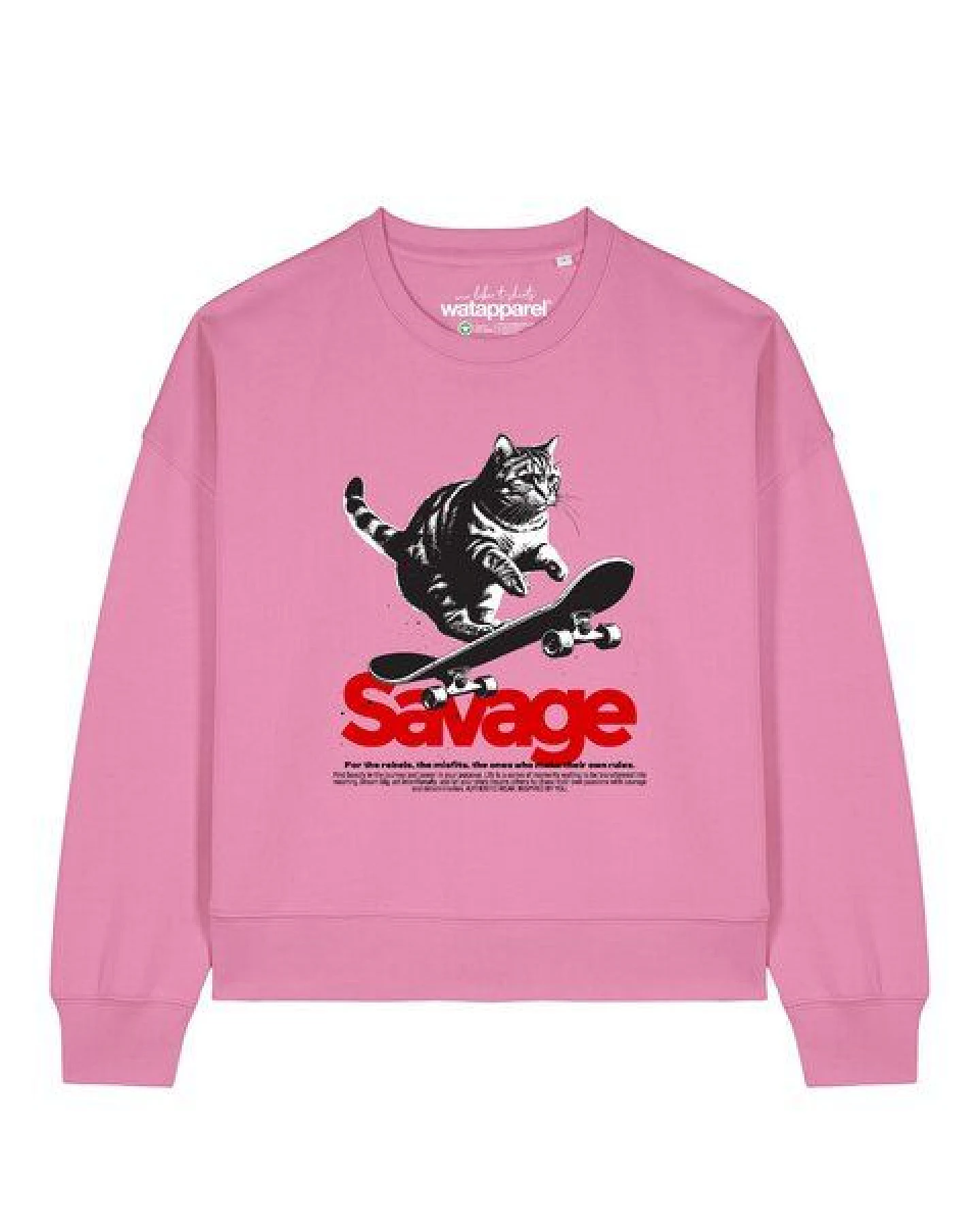 watapparel Sweatshirt Frauen Savage Cat – Ansicht 2