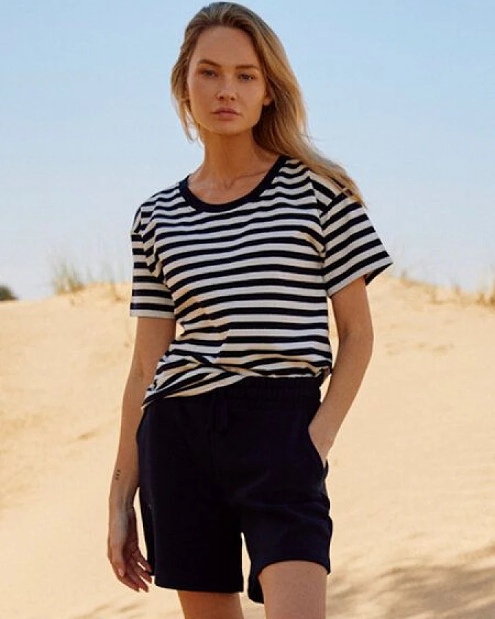 WOTE Gestreiftes Damen T-Shirt - Bio-Baumwolle & Elasthan (Relaxed Fit)