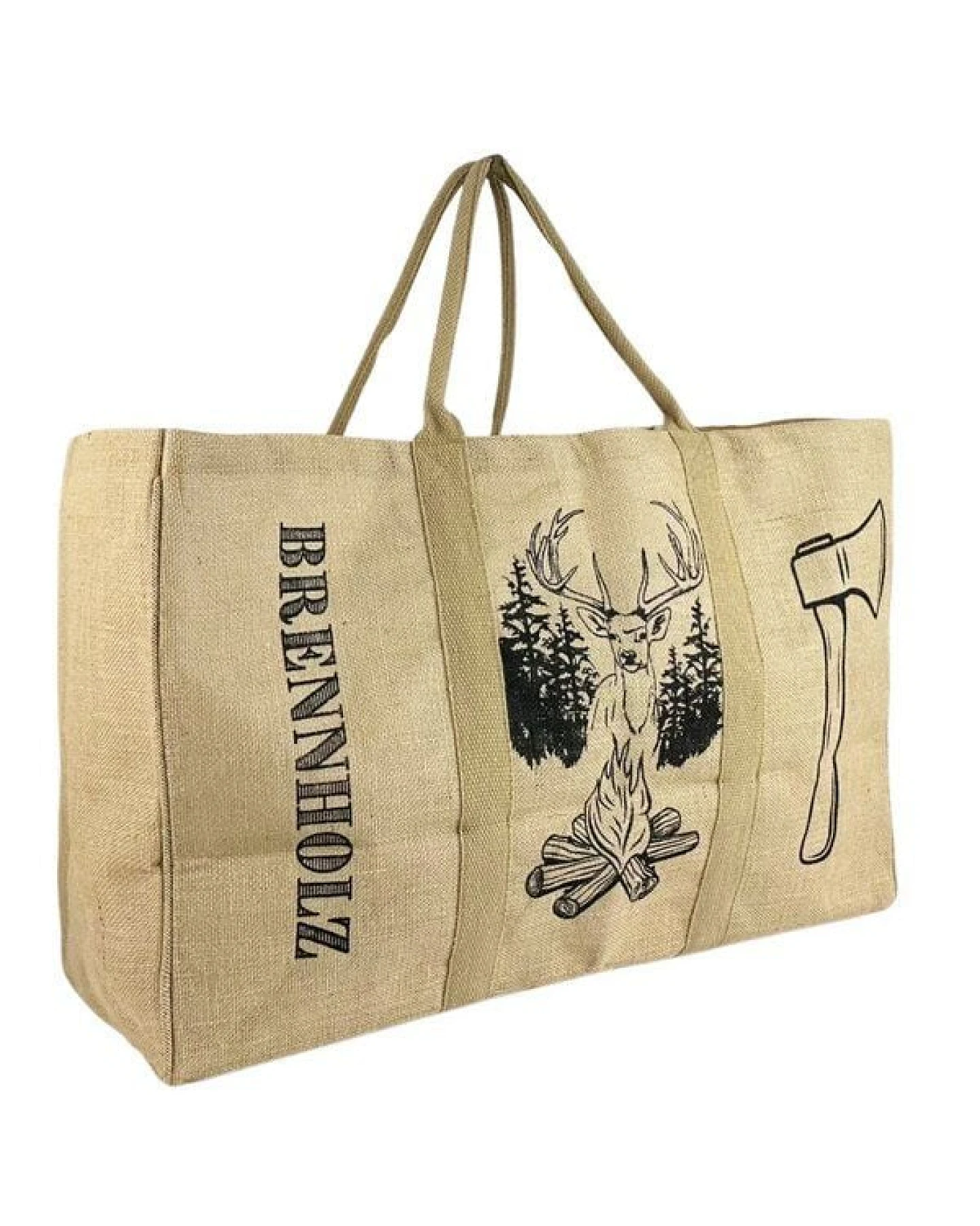 Domelo XL Brennholzkorb Jute Korb, Faltbarer Holzkorb Jutetasche als Aufbewahrungskorb für Einkauf, Holz, Zeitung oder Brennholz – Ansicht 4