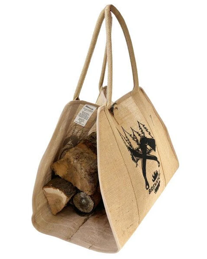 Domelo XL Brennholzkorb Jute Korb, Faltbarer Holzkorb Jutetasche als Aufbewahrungskorb für Einkauf, Holz, Zeitung oder Brennholz