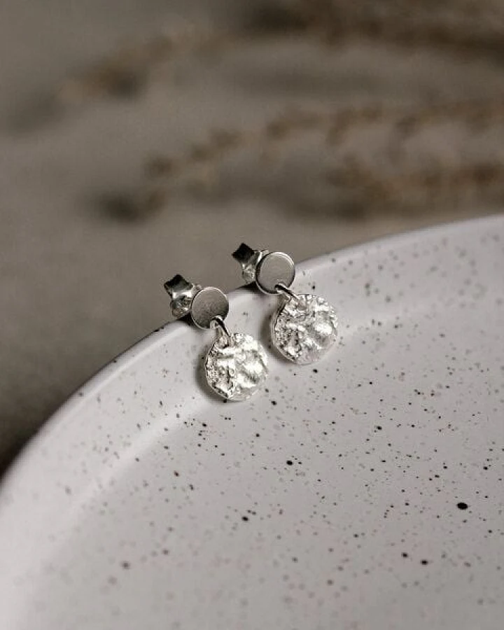 lille mus Ohrstecker 'Mondplättchen' 925 Silber / vergoldet