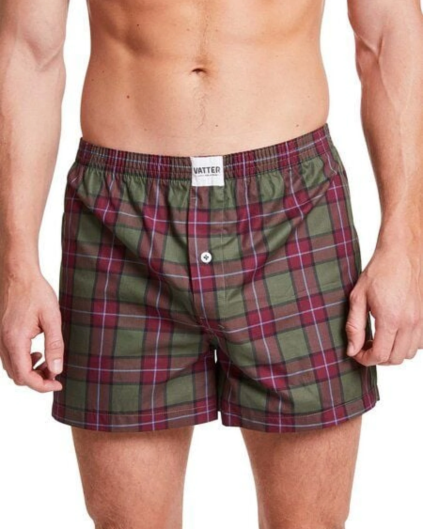 VATTER Boxer Short "Loose Larry" Rot/Grün Kariert – Ansicht 2