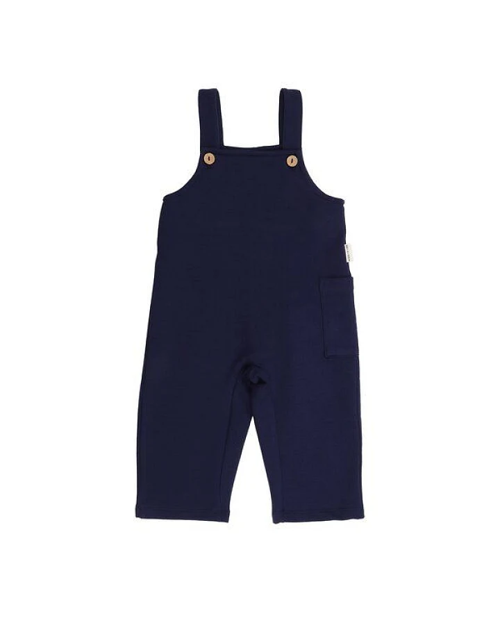 Kinder Latzhose GOTS zertifiziert, dunkelblau „Abyssal Depths“, Bio-Baumwolle, bequem – Walkiddy