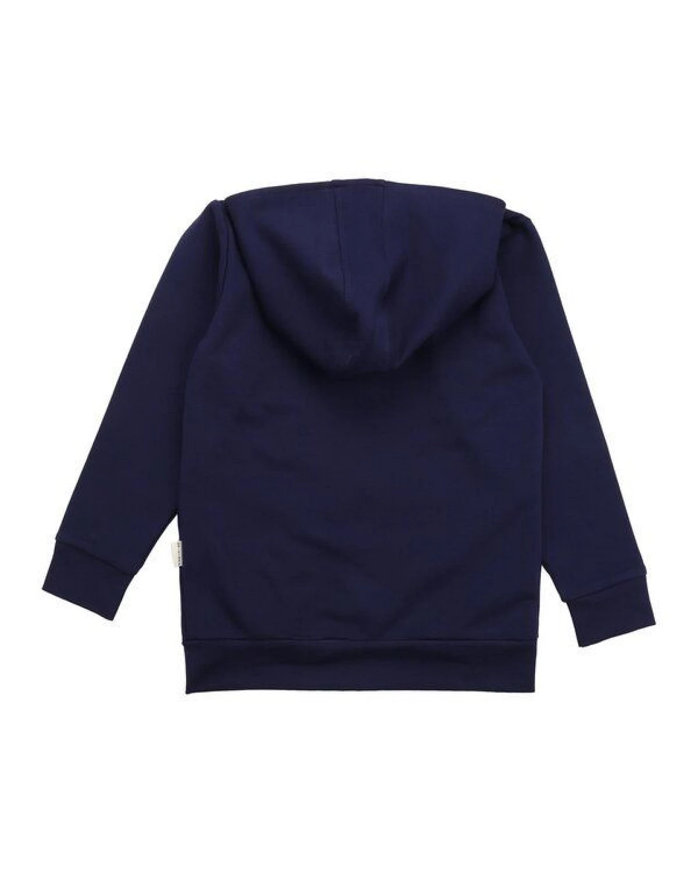 Kinder Sweatjacke GOTS zertifiziert, Bio-Baumwolle, dunkelblau, „Abyssal Depths“, Kapuze, weich – Walkiddy – Ansicht 3
