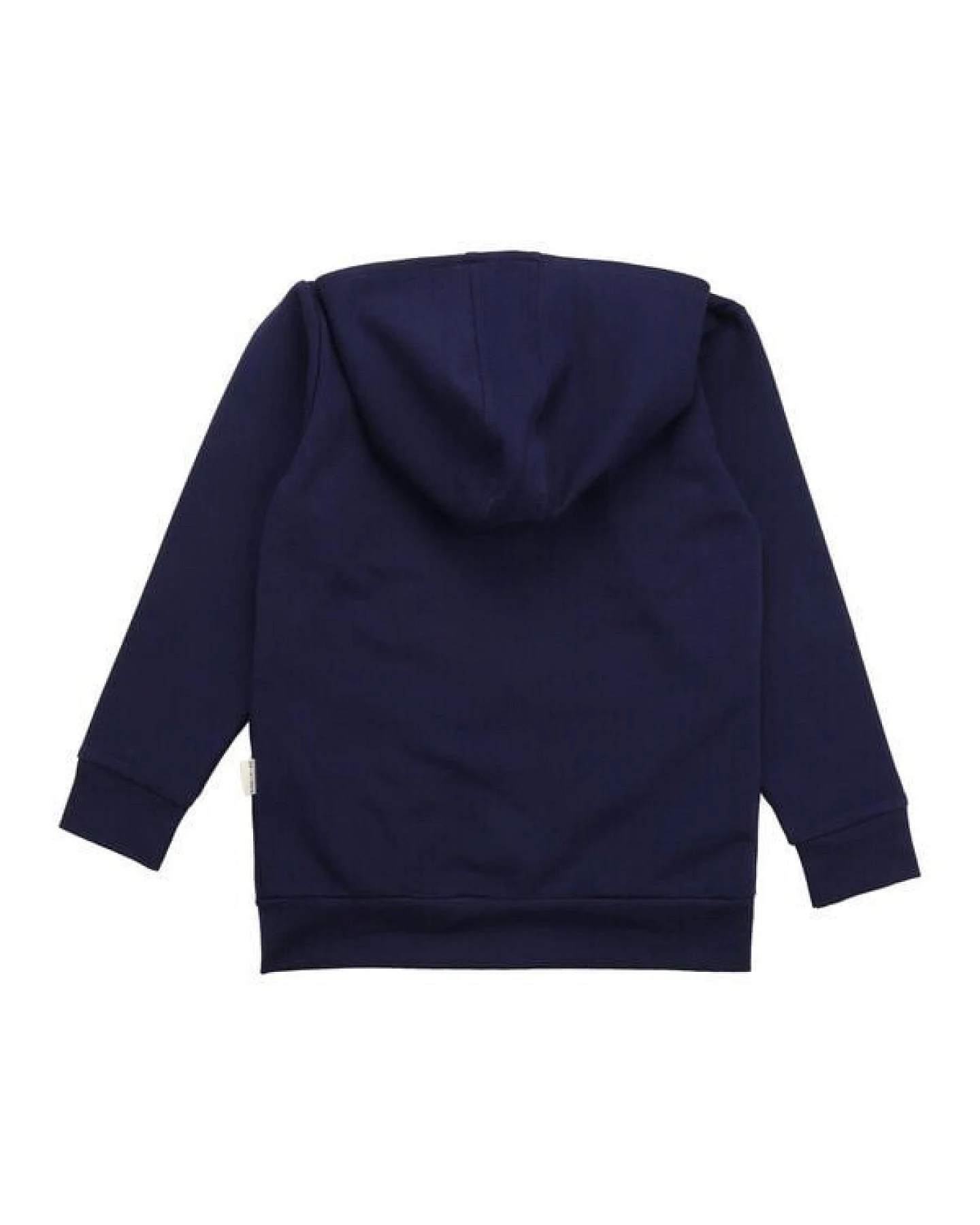 Kinder Sweatjacke GOTS zertifiziert, Bio-Baumwolle, dunkelblau, „Abyssal Depths“, Kapuze, weich – Walkiddy – Ansicht 3