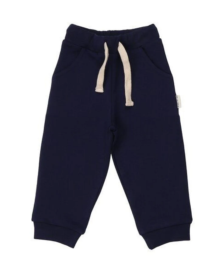 Kinder Jogger GOTS zertifiziert, Bio-Baumwolle, dunkelblau, „Abyssal Depths“, weich, elastischer Bund – Walkiddy