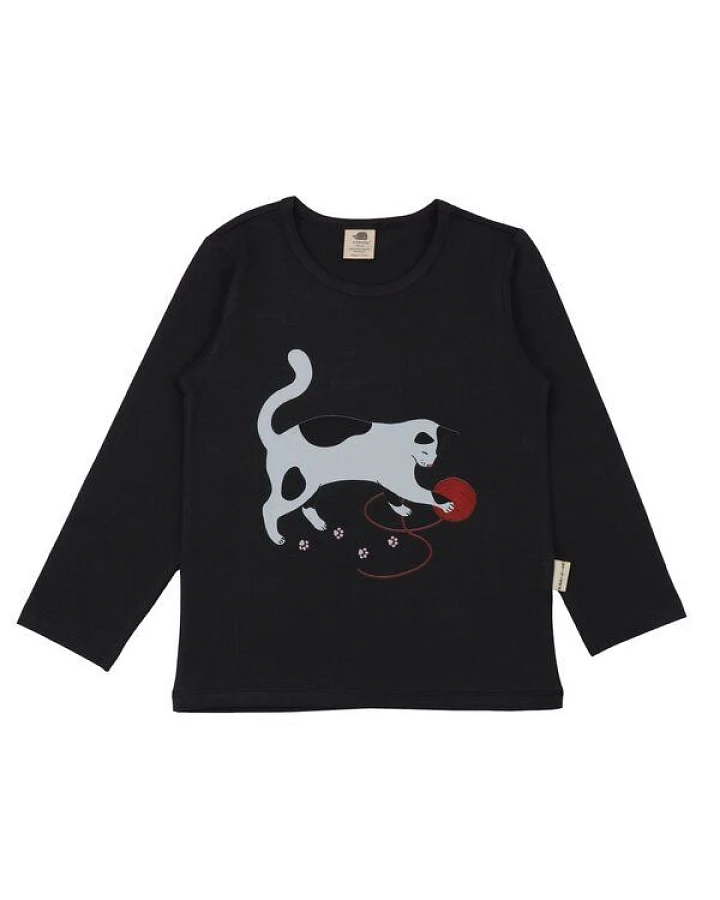 Mädchen Langarmshirt Anthrazit aus Baumwolle mit Elasthan – weiches Walkiddy Shirt für Schule, Freizeit & Alltag, ideal für empfindliche Kinderhaut und als Unterziehshirt im Winter