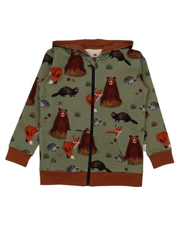 Kinder Sweatjacke Bio-Baumwolle Autumland-Print, Kapuzenjacke, GOTS-zertifiziert, kuschelig weich, ideal zum Überziehen und Layern im Alltag von Walkiddy