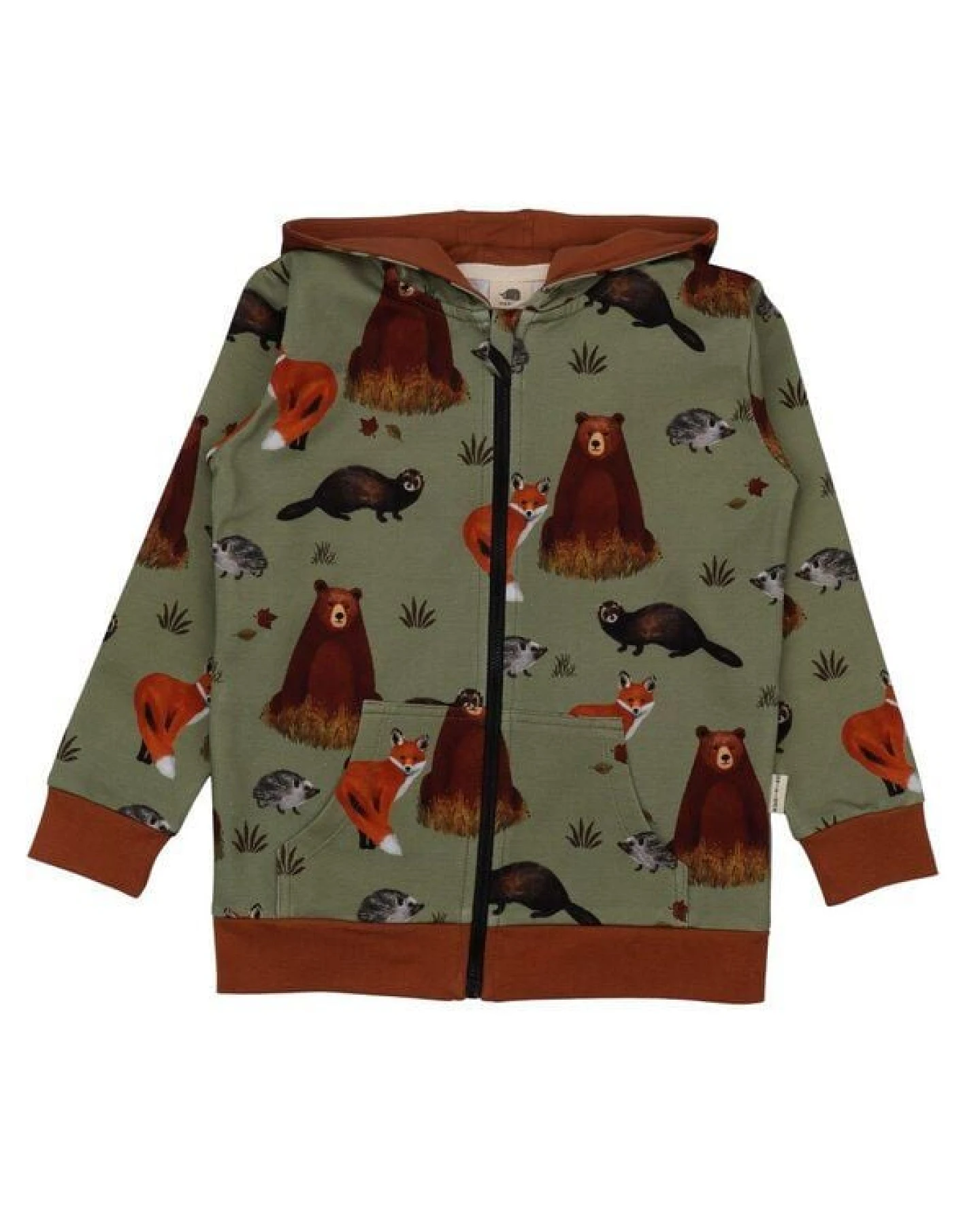 Kinder Sweatjacke Bio-Baumwolle Autumland-Print, Kapuzenjacke, GOTS-zertifiziert, kuschelig weich, ideal zum Überziehen und Layern im Alltag von Walkiddy – Ansicht 2