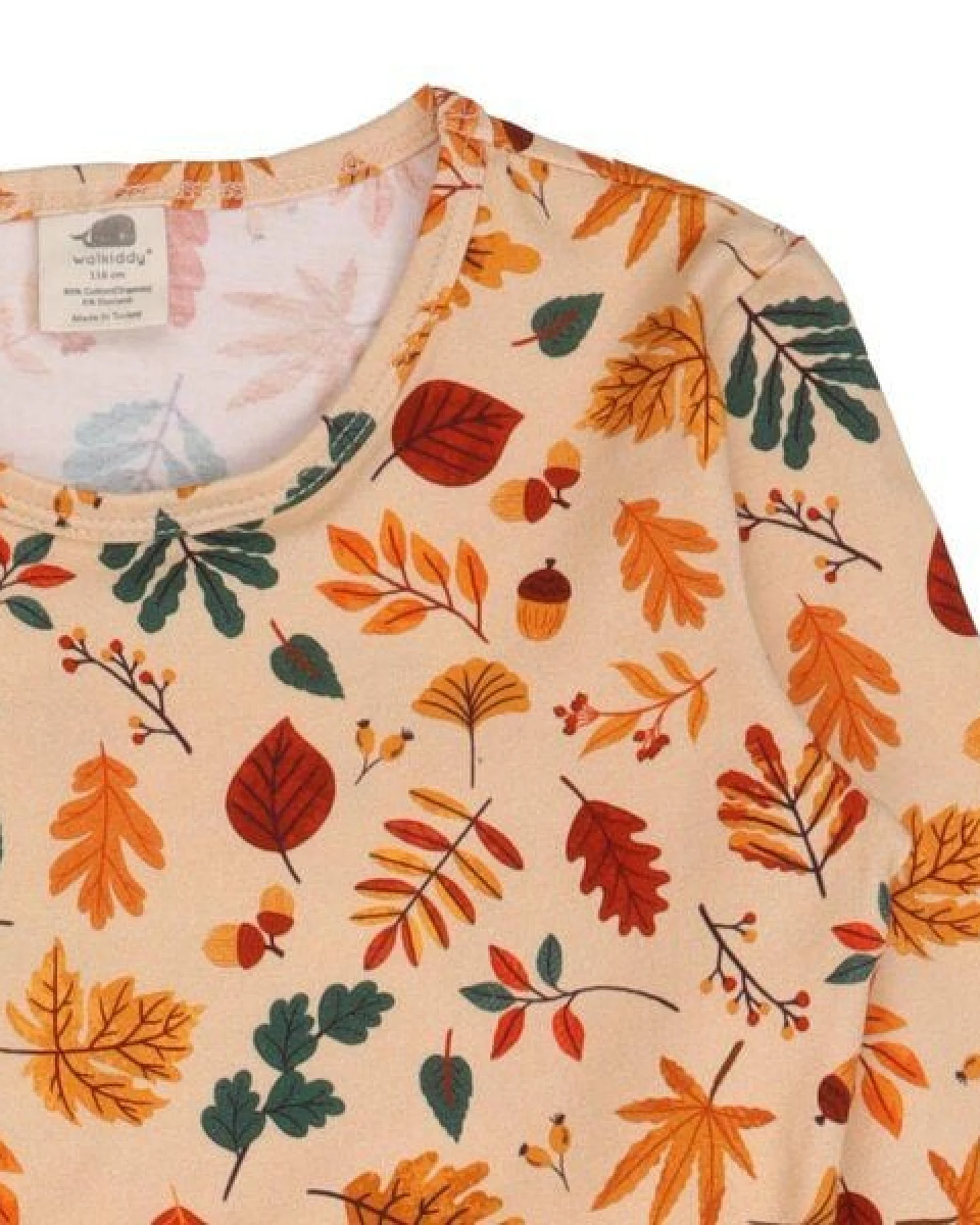 Kleinkinder Langarmkleid Autumn Leaves aus weicher Baumwolle von Walkiddy – Ansicht 4