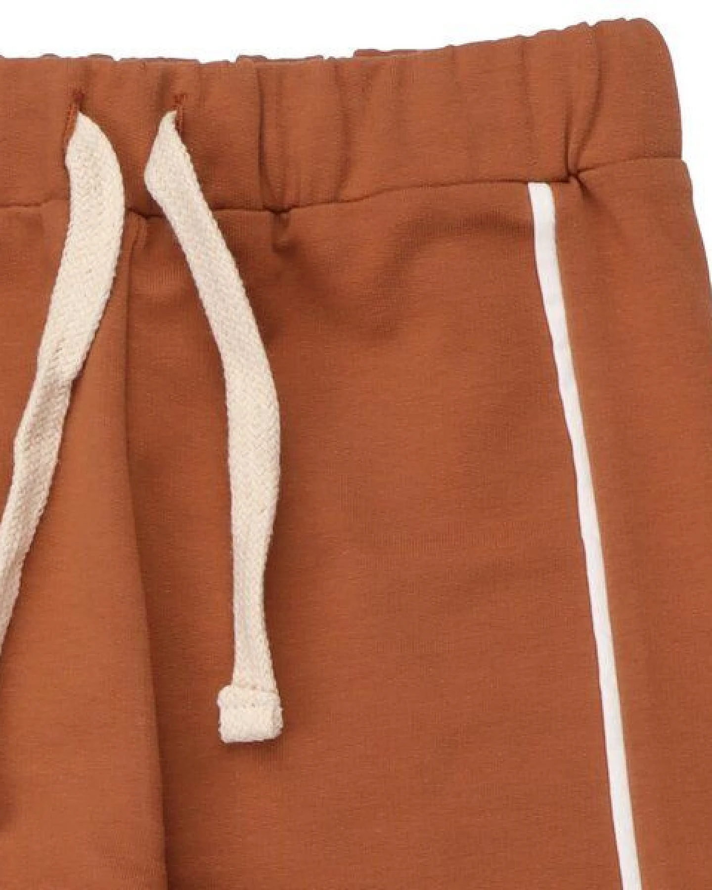 Kinder Jogginghose GOTS-zertifiziert aus Bio-Baumwolle herbstbraun mit Kontraststreifen – Walkiddy – Ansicht 4