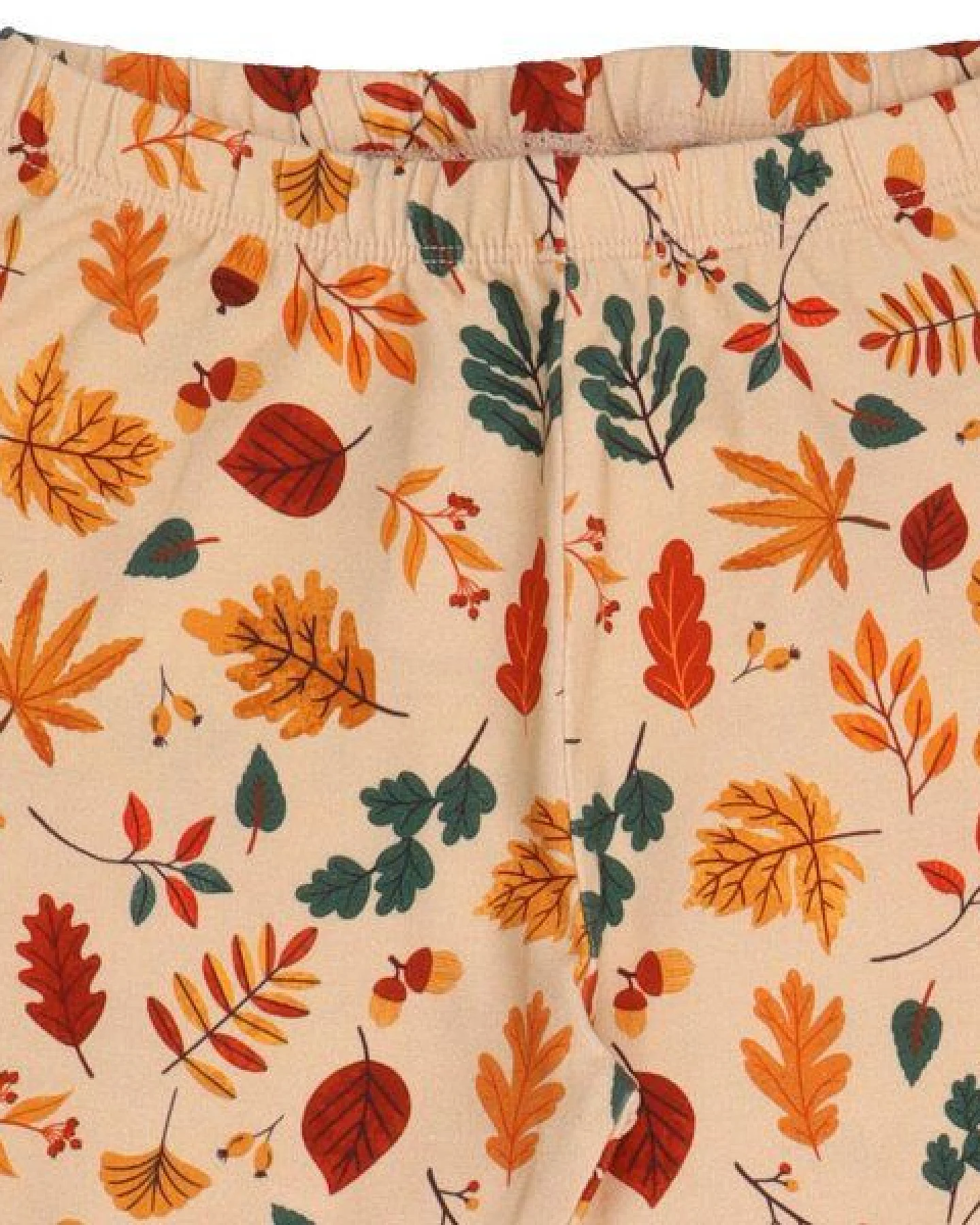 Kinder Leggings Bio-Baumwolle GOTS Autumn Leaves von Walkiddy, bequeme Hose mit herbstlichem Blätterprint, elastischem Bund, hautfreundlich, nachhaltig produziert für Alltag und Kita – Ansicht 4