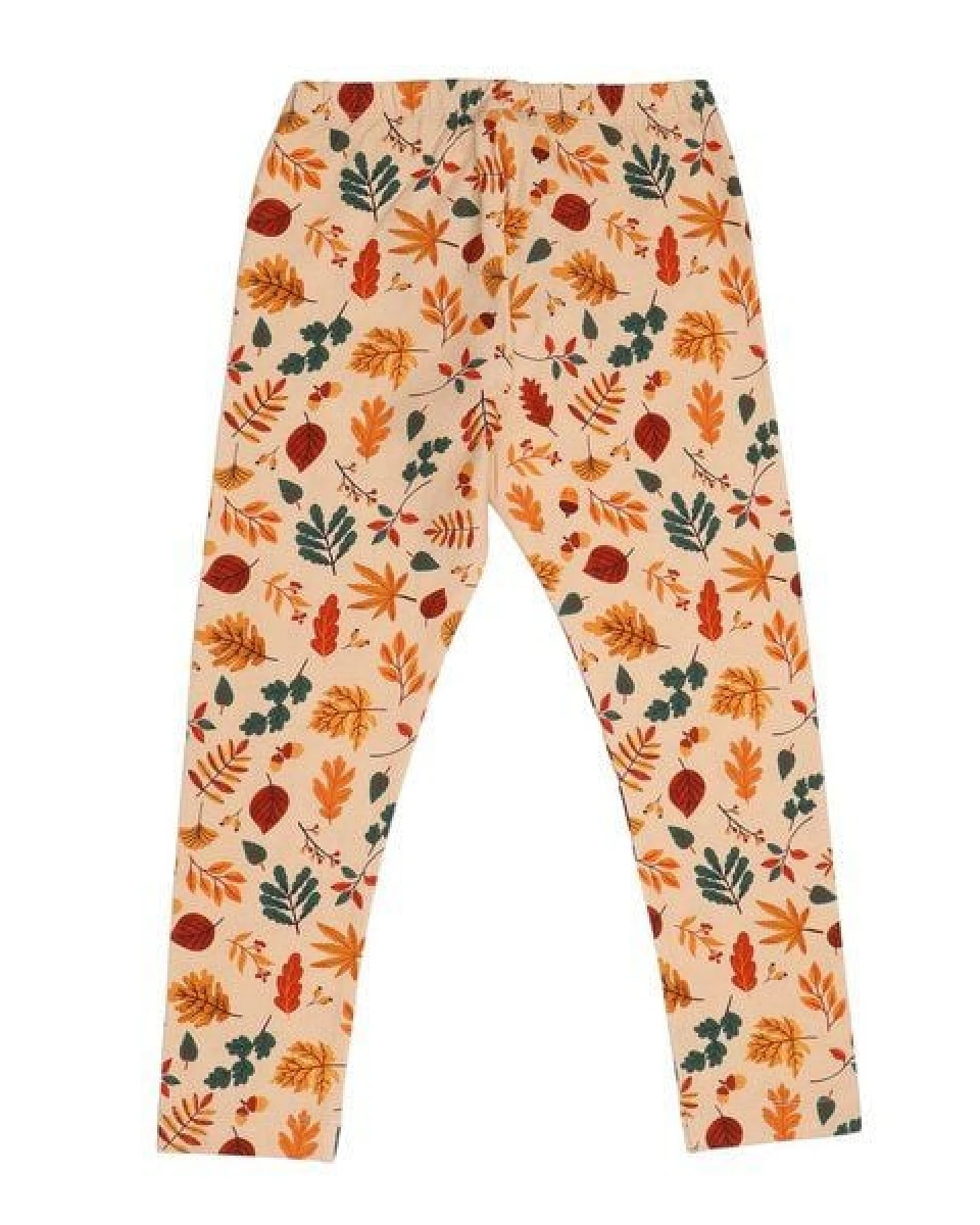 Kinder Leggings Bio-Baumwolle GOTS Autumn Leaves von Walkiddy, bequeme Hose mit herbstlichem Blätterprint, elastischem Bund, hautfreundlich, nachhaltig produziert für Alltag und Kita – Ansicht 3