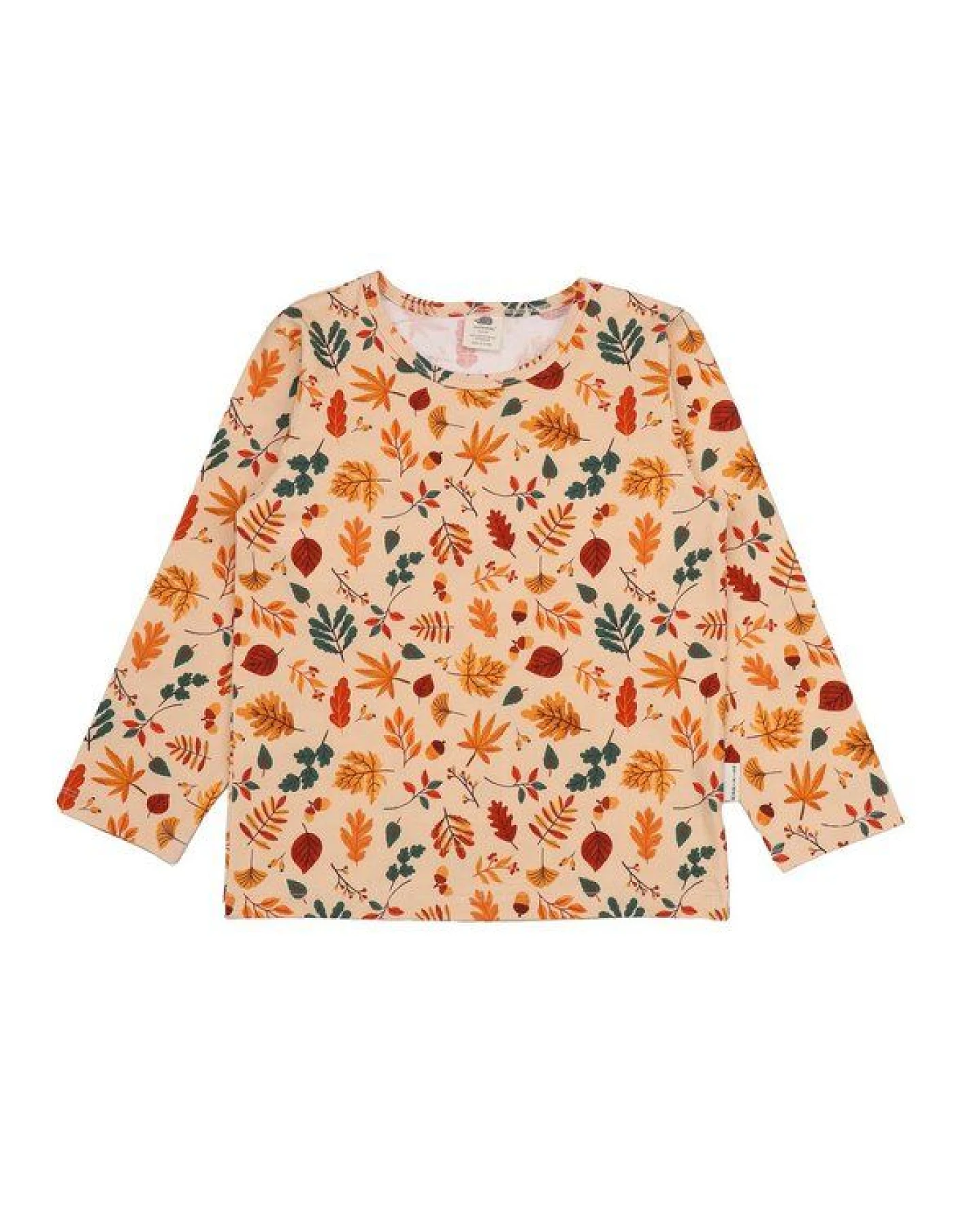 Kinder Langarmshirt GOTS-zertifiziert aus Bio-Baumwolle mit Herbstblätter-Muster – Walkiddy – Ansicht 2