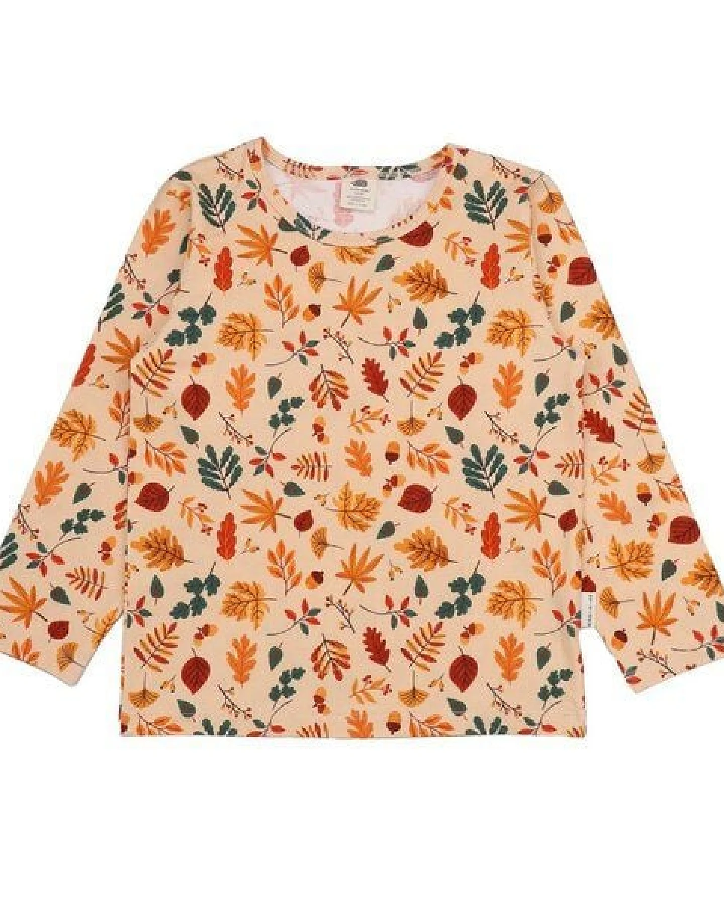Kinder Langarmshirt GOTS-zertifiziert aus Bio-Baumwolle mit Herbstblätter-Muster – Walkiddy – Ansicht 2