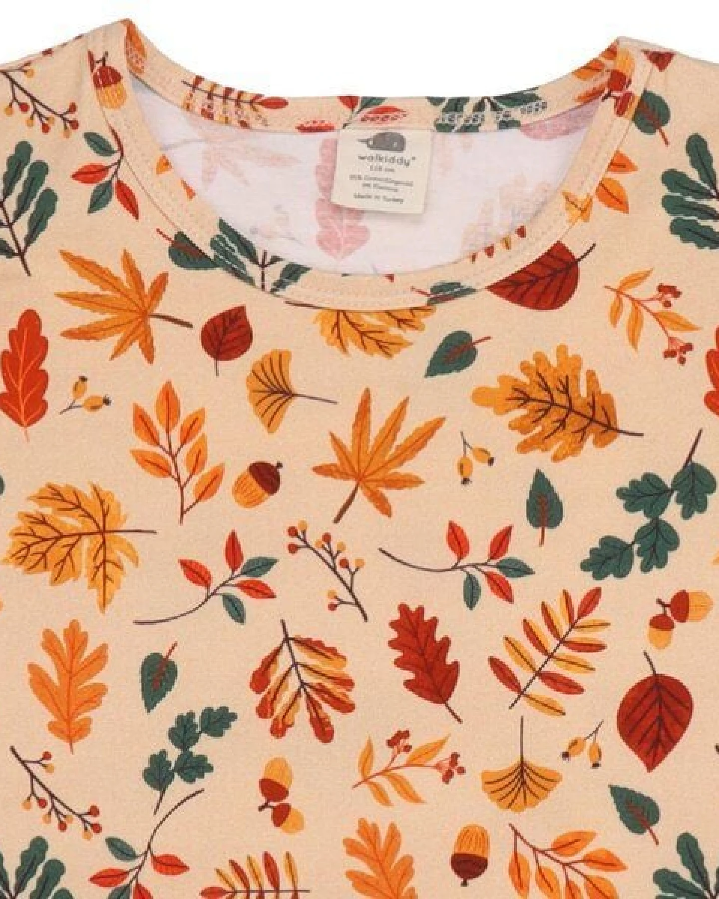 Kinder Langarmshirt GOTS-zertifiziert aus Bio-Baumwolle mit Herbstblätter-Muster – Walkiddy – Ansicht 4