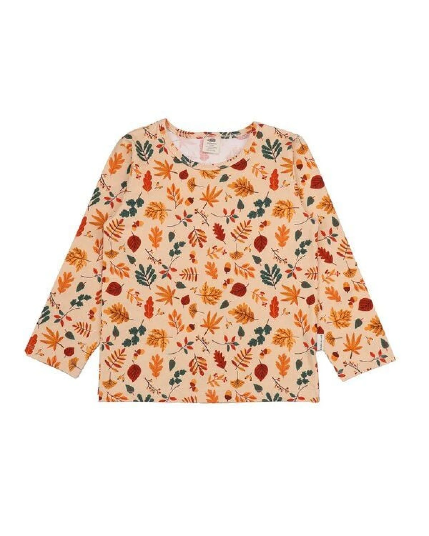 Kinder Langarmshirt GOTS-zertifiziert aus Bio-Baumwolle mit Herbstblätter-Muster – Walkiddy – Ansicht 2