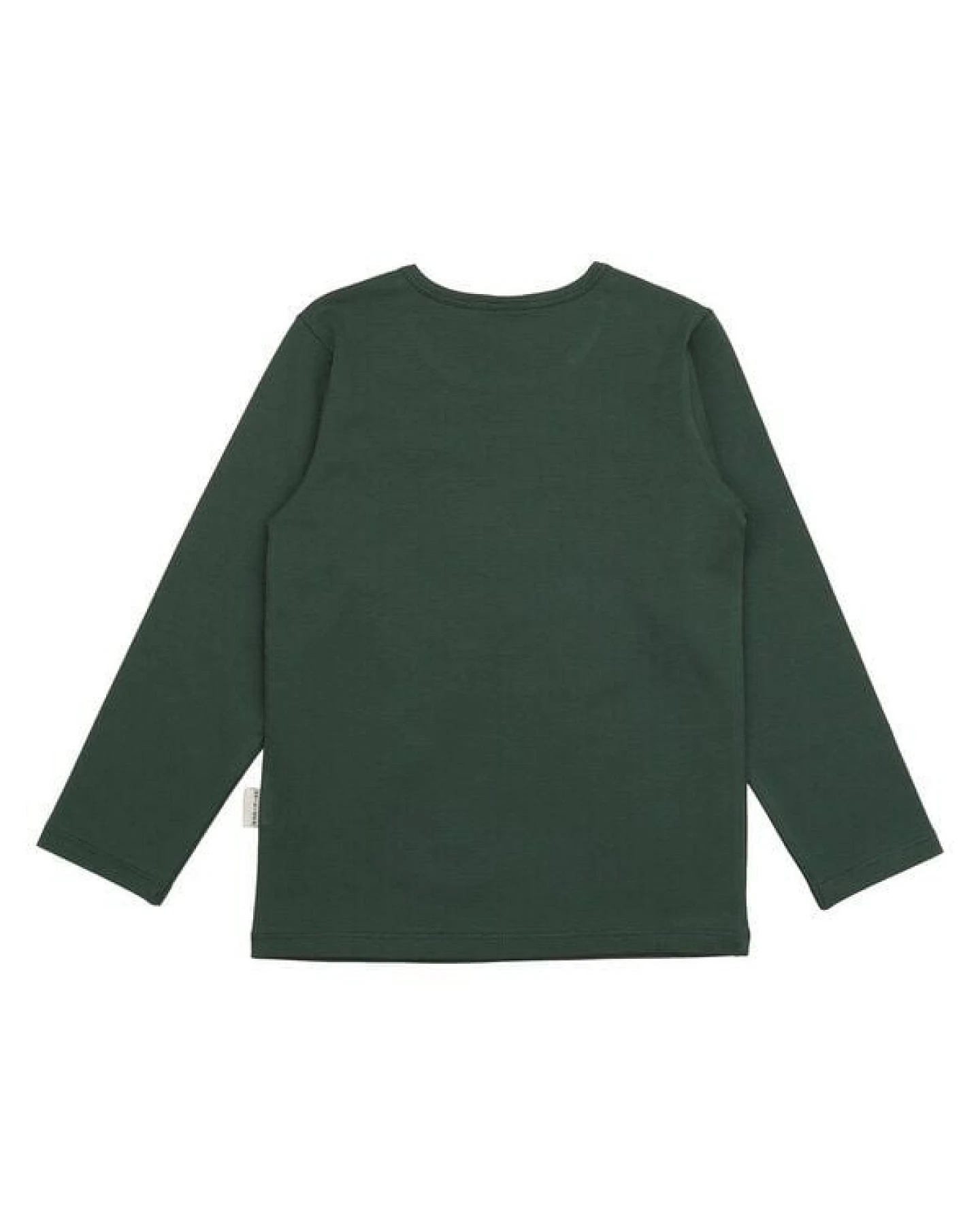 Kinder Langarmshirt GOTS zertifiziert, dunkelgrün, „Autumn Leaves“ Frontprint, Bio-Baumwolle, weich – Walkiddy – Ansicht 4