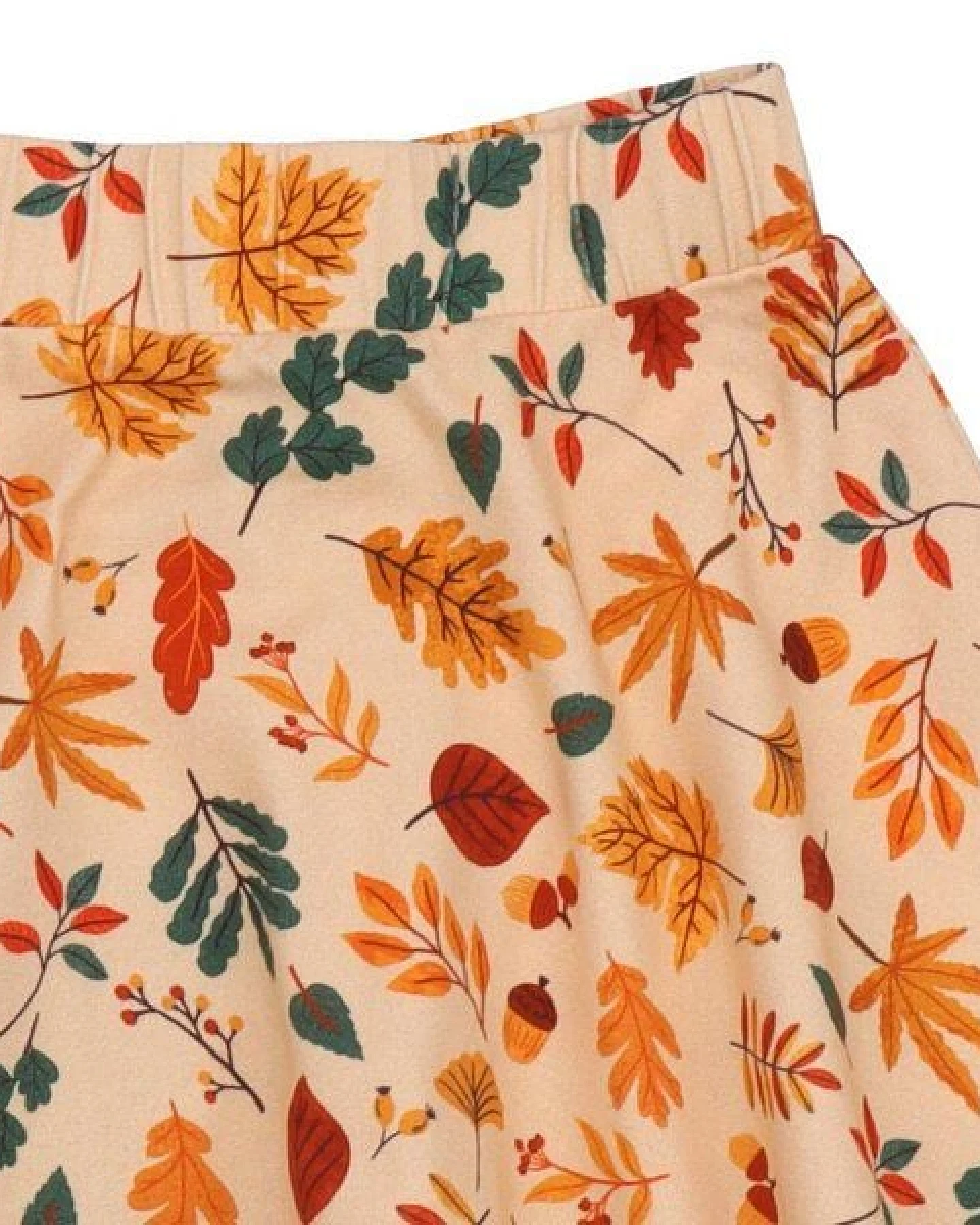 Kinder Rock GOTS-zertifiziert aus Bio-Baumwolle, Autumn Leaves-Print, A-Linie mit elastischem Bund – Walkiddy, weich & alltagstauglich – Ansicht 4