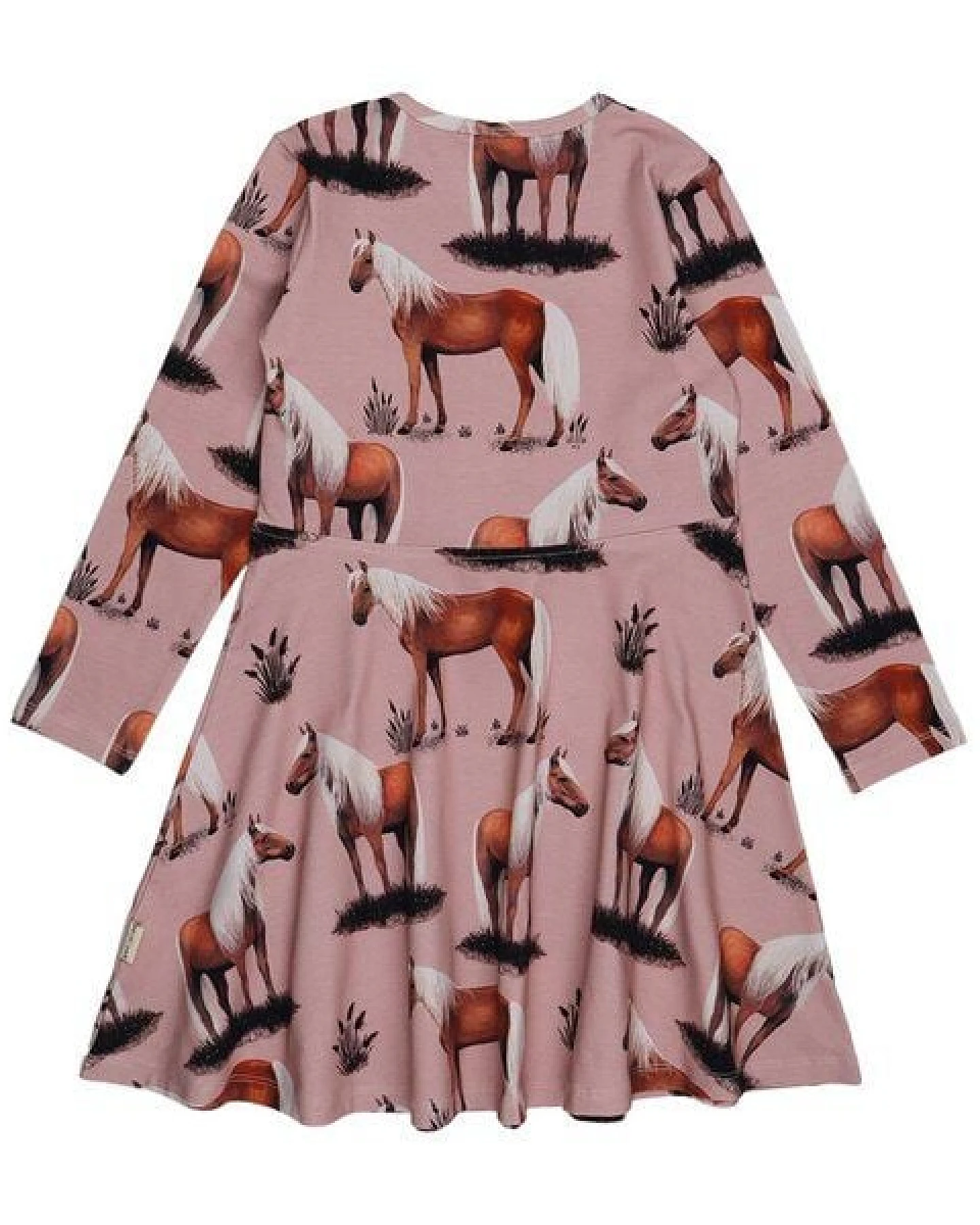 Langarmkleid Rosa Pferde-Allover Bio-Baumwolle GOTS – Walkiddy – Ansicht 4