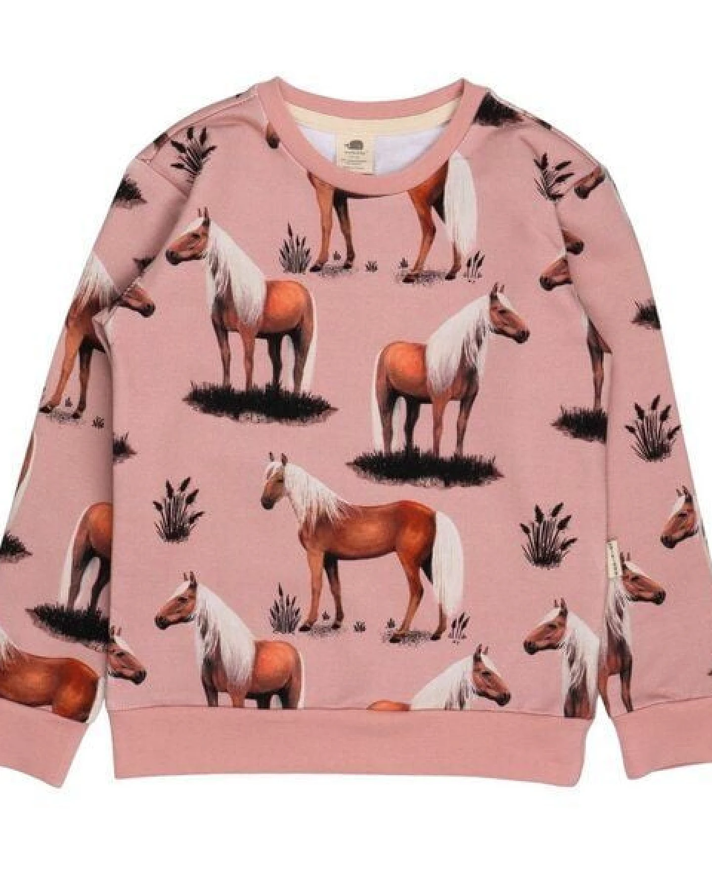 Kinder Sweatshirt Bio-Baumwolle GOTS "Beauty Horses" rosa – veganes, fair produziertes Walkiddy Pferde-Sweatshirt, kuschelig für pferdebegeisterte Kids im Alltag und in der Schule – Ansicht 2