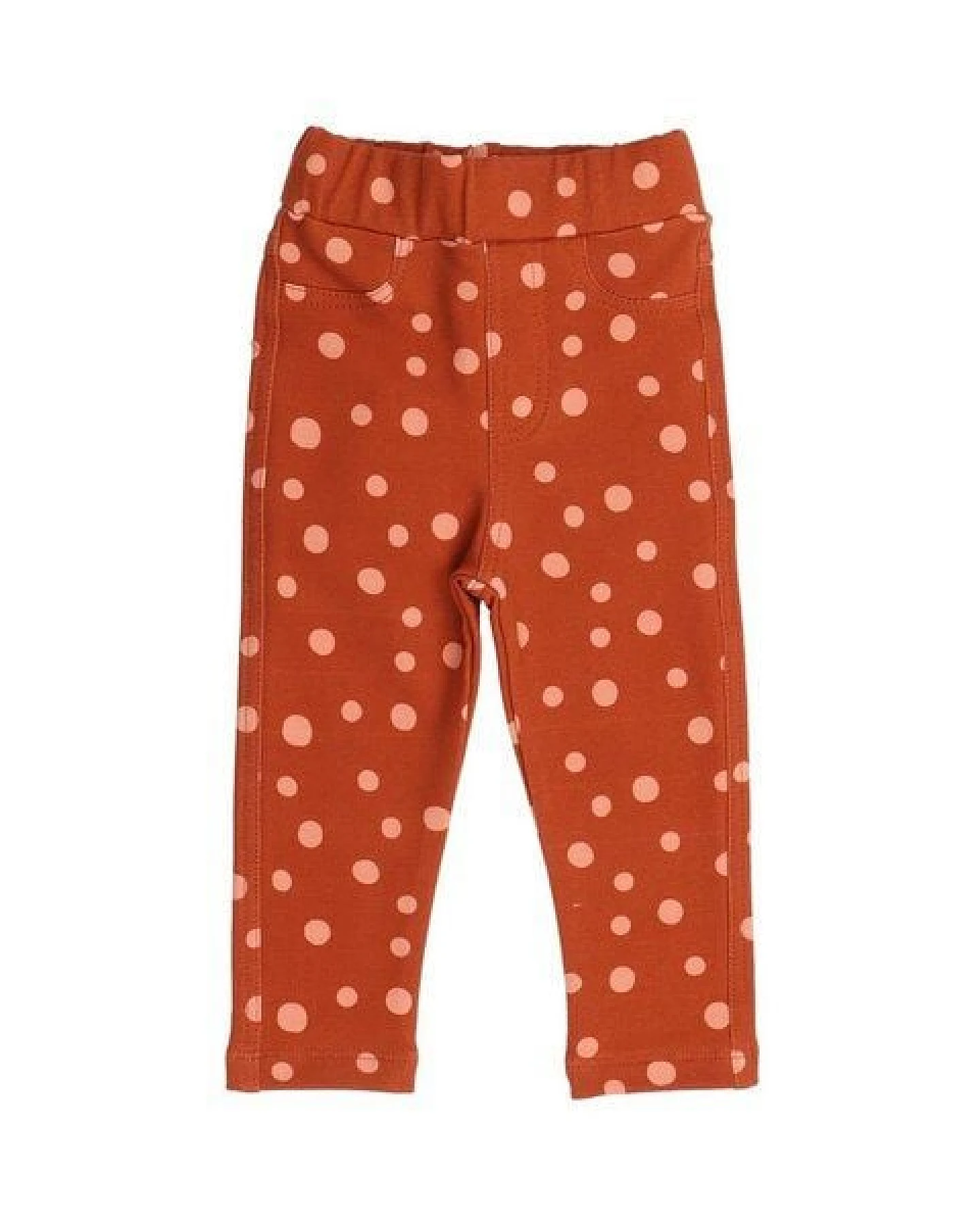 Kinder Sweat-Leggings GOTS-zertifiziert aus Bio-Baumwolle braun mit Punkten – Walkiddy – Ansicht 2
