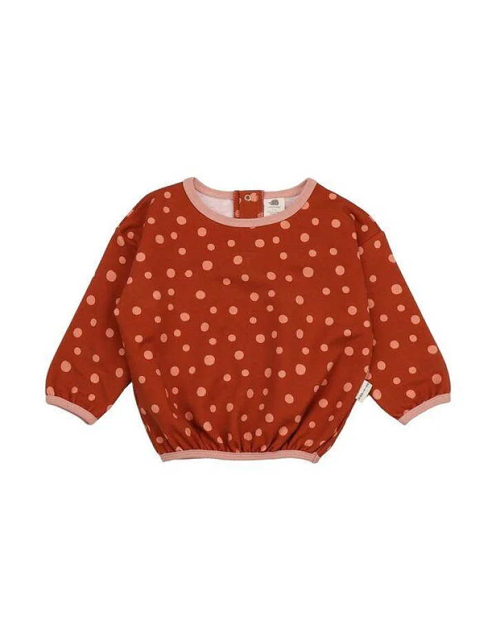 Kinder Sweatshirt GOTS zertifiziert, Bio-Baumwolle, braun, Punkte-Muster, weich, bequemer Schnitt – Walkiddy