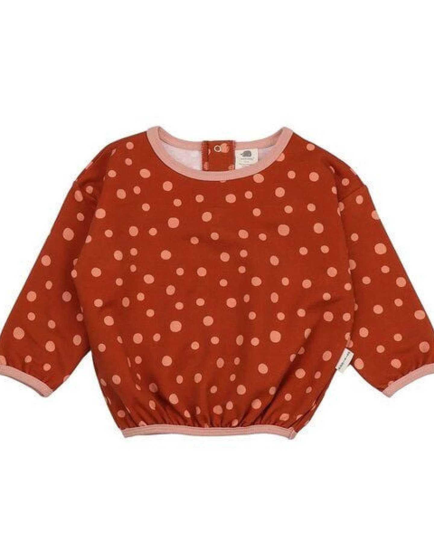 Kinder Sweatshirt GOTS zertifiziert, Bio-Baumwolle, braun, Punkte-Muster, weich, bequemer Schnitt – Walkiddy – Ansicht 2