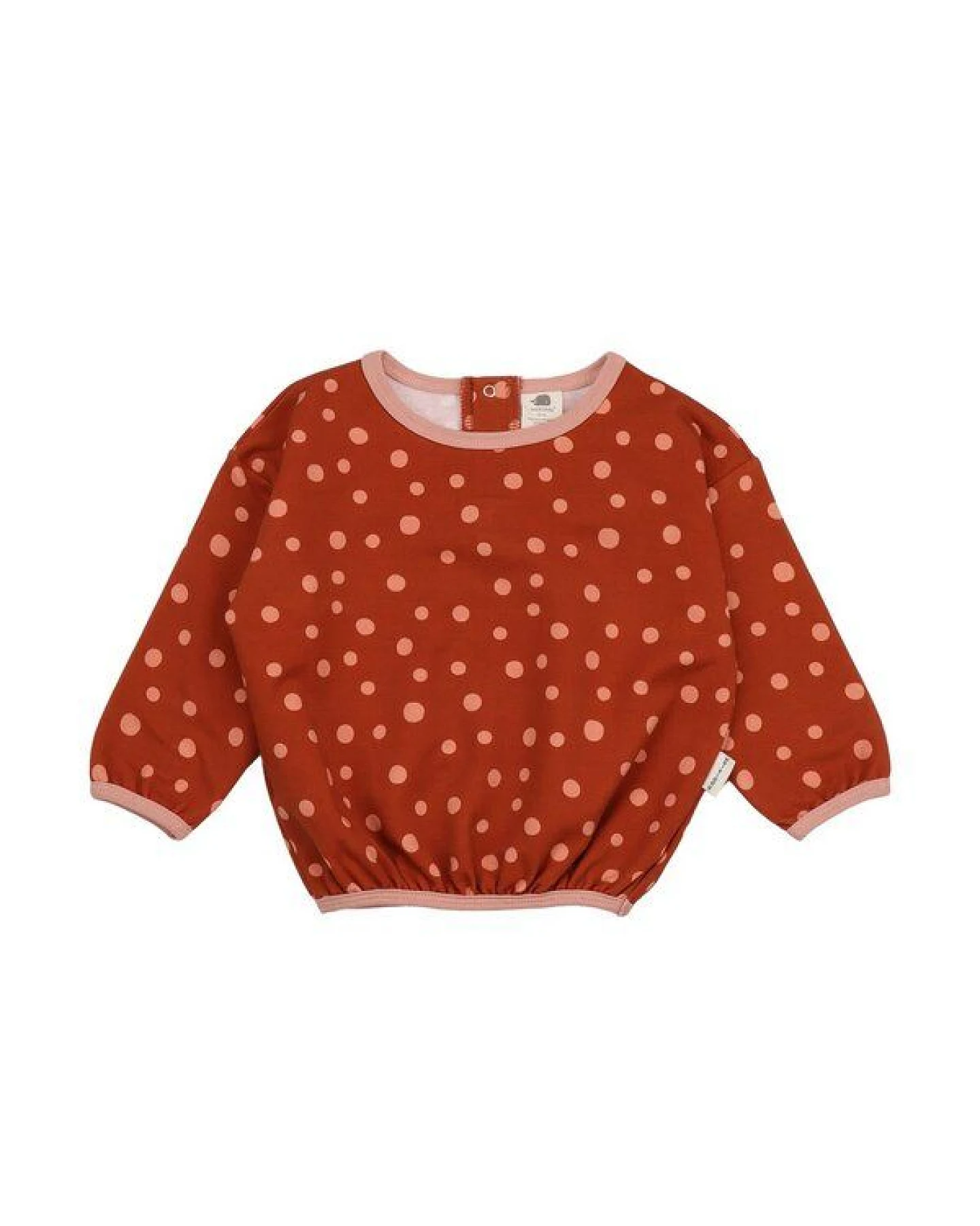 Kinder Sweatshirt GOTS zertifiziert, Bio-Baumwolle, braun, Punkte-Muster, weich, bequemer Schnitt – Walkiddy – Ansicht 2