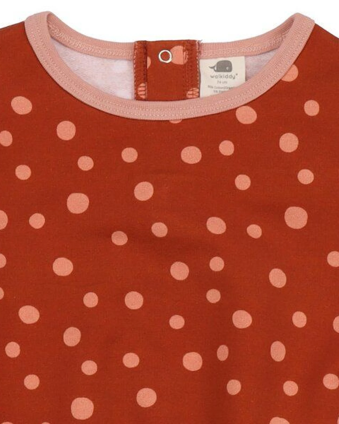 Kinder Sweatshirt GOTS zertifiziert, Bio-Baumwolle, braun, Punkte-Muster, weich, bequemer Schnitt – Walkiddy – Ansicht 4