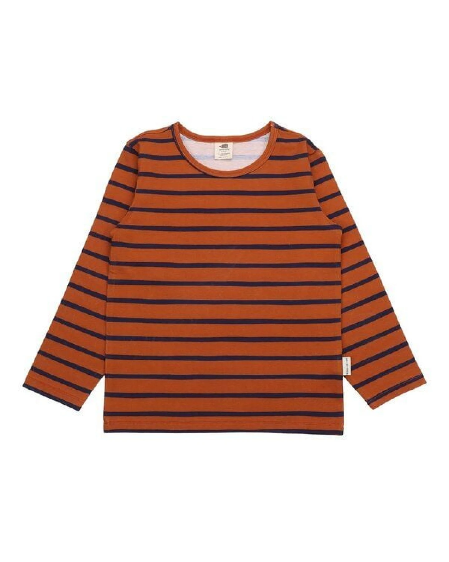 Kinder Langarmshirt GOTS-zertifiziert aus Bio-Baumwolle braun-orange gestreift – Walkiddy – Ansicht 3