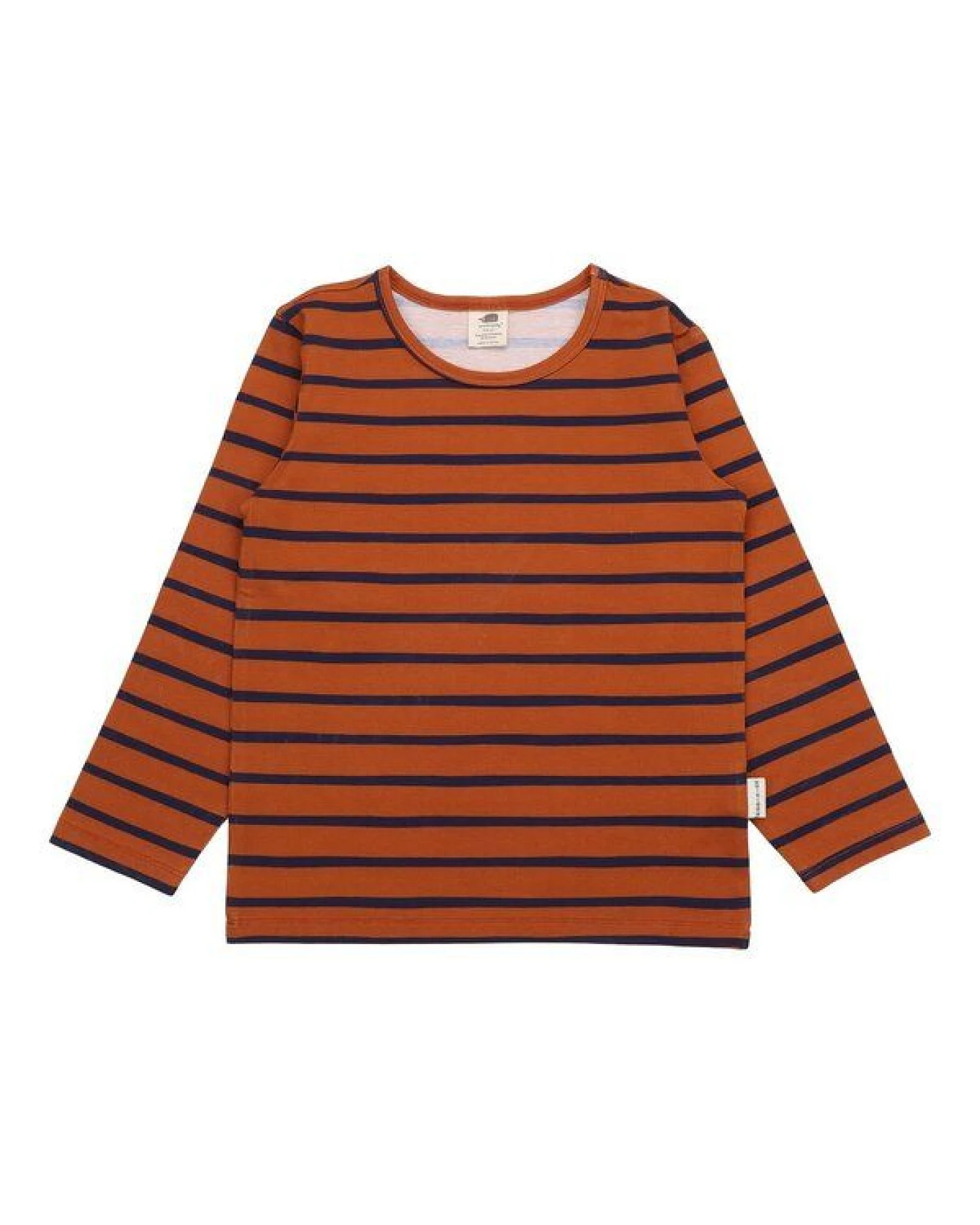 Kinder Langarmshirt GOTS-zertifiziert aus Bio-Baumwolle braun-orange gestreift – Walkiddy – Ansicht 3