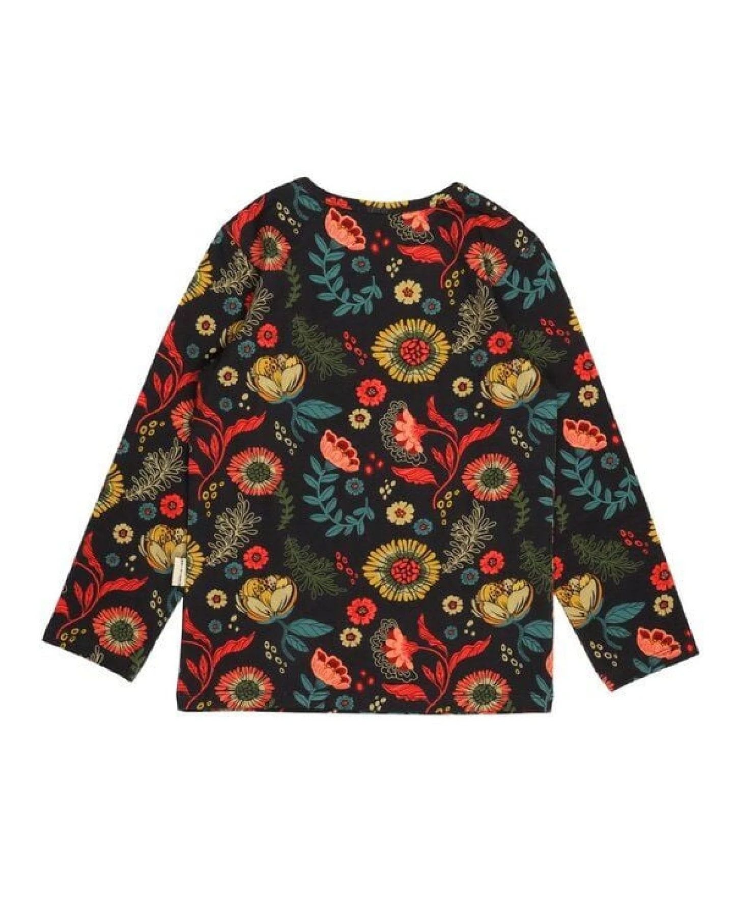 Kinder Langarmshirt Bio-Baumwolle Cheerful Flowers von Walkiddy, GOTS-zertifiziertes, veganes Jerseyshirt mit Blumenprint, weich, atmungsaktiv und hautfreundlich für Alltag, Kindergarten und Schule – Ansicht 4