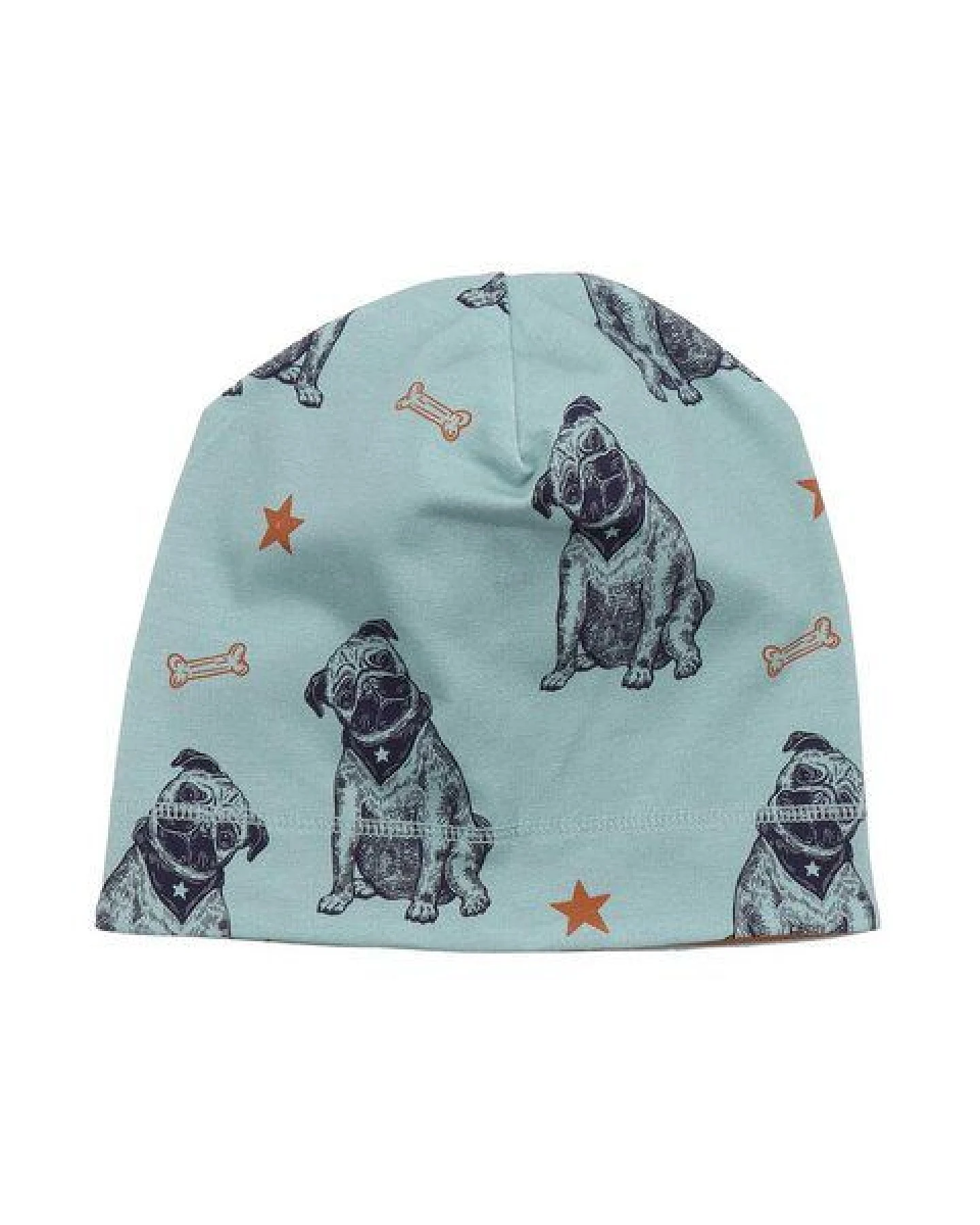 Kinder Beanie GOTS-zertifiziert aus Bio-Baumwolle braun mit Hunde-Detail – Walkiddy – Ansicht 2