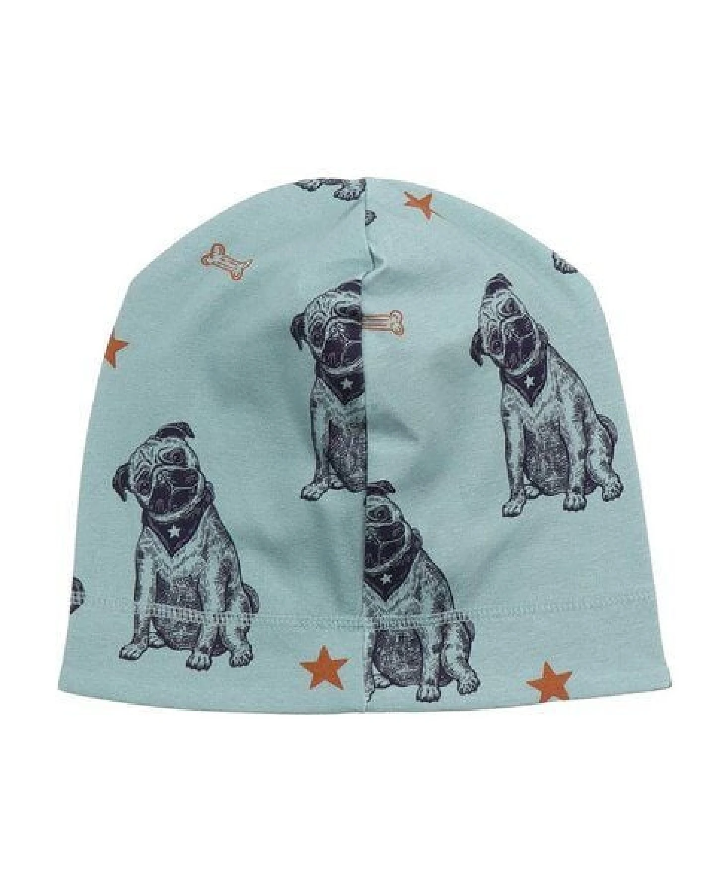 Kinder Beanie GOTS-zertifiziert aus Bio-Baumwolle braun mit Hunde-Detail – Walkiddy – Ansicht 4
