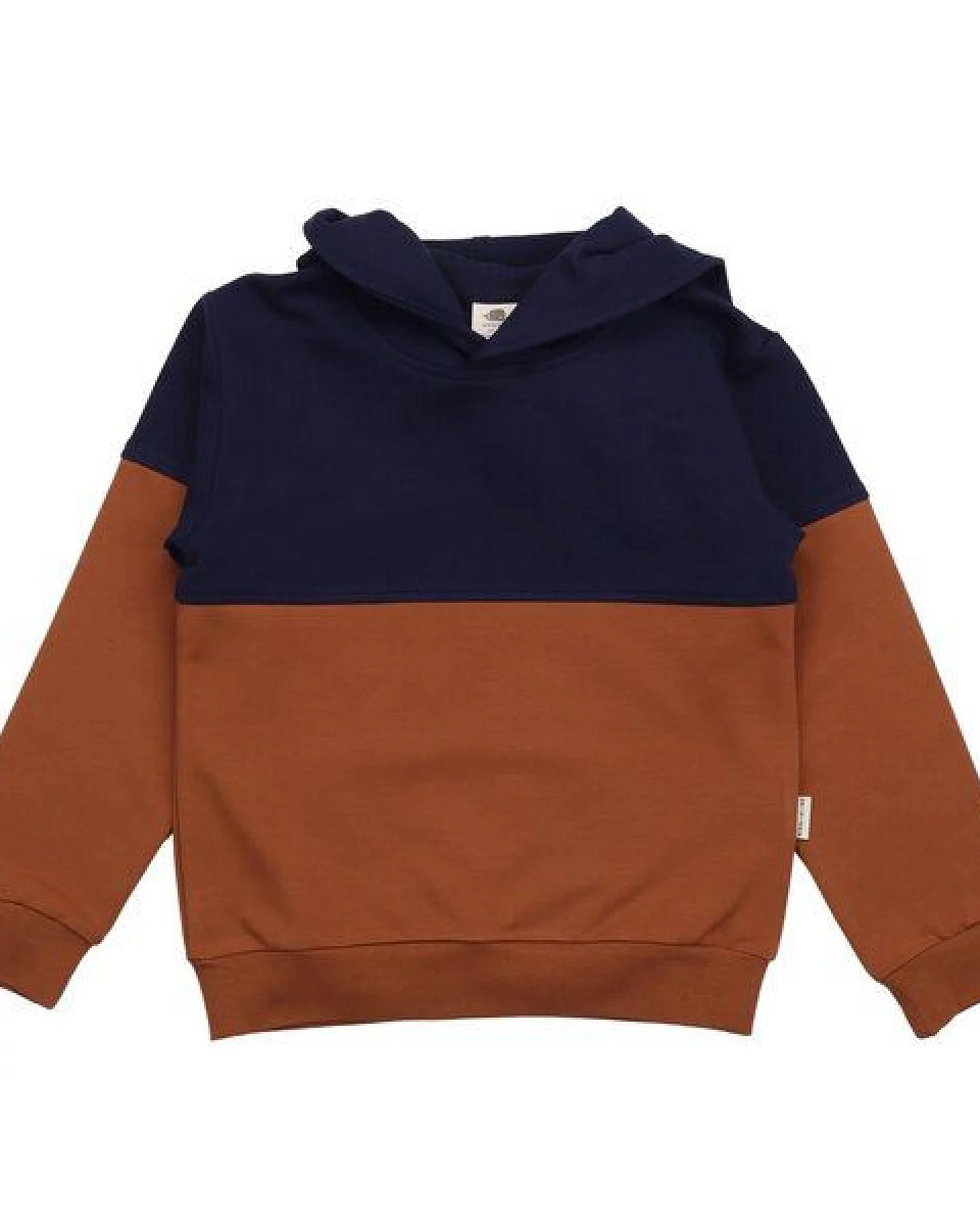Kinder Kapuzenpullover GOTS-zertifiziert aus Bio-Baumwolle zweifarbig navy-braun – Walkiddy – Ansicht 2