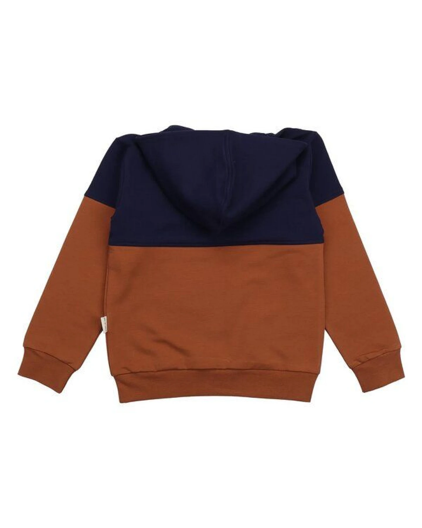 Kinder Kapuzenpullover GOTS-zertifiziert aus Bio-Baumwolle zweifarbig navy-braun – Walkiddy – Ansicht 3