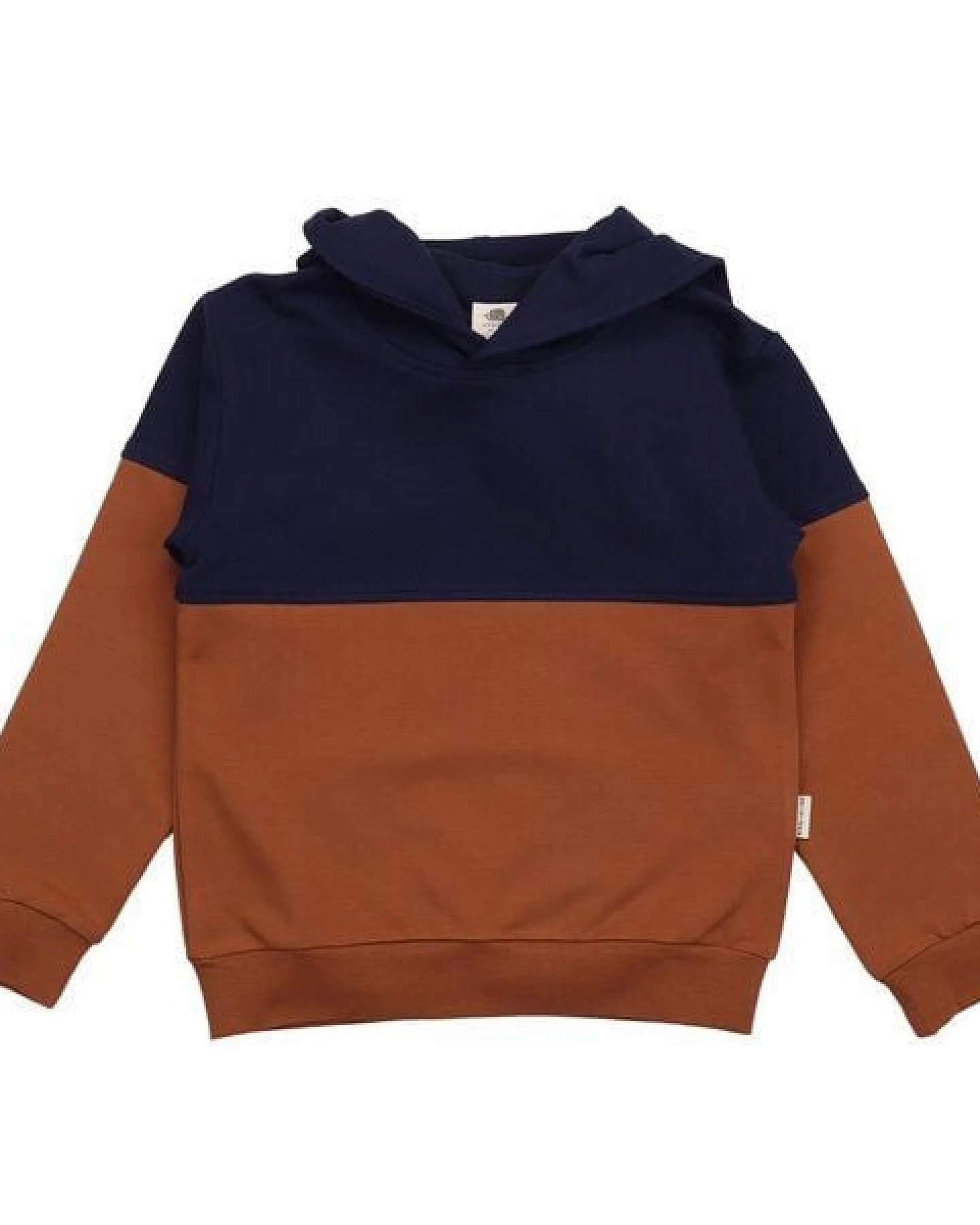 Kinder Kapuzenpullover GOTS-zertifiziert aus Bio-Baumwolle zweifarbig navy-braun – Walkiddy – Ansicht 2